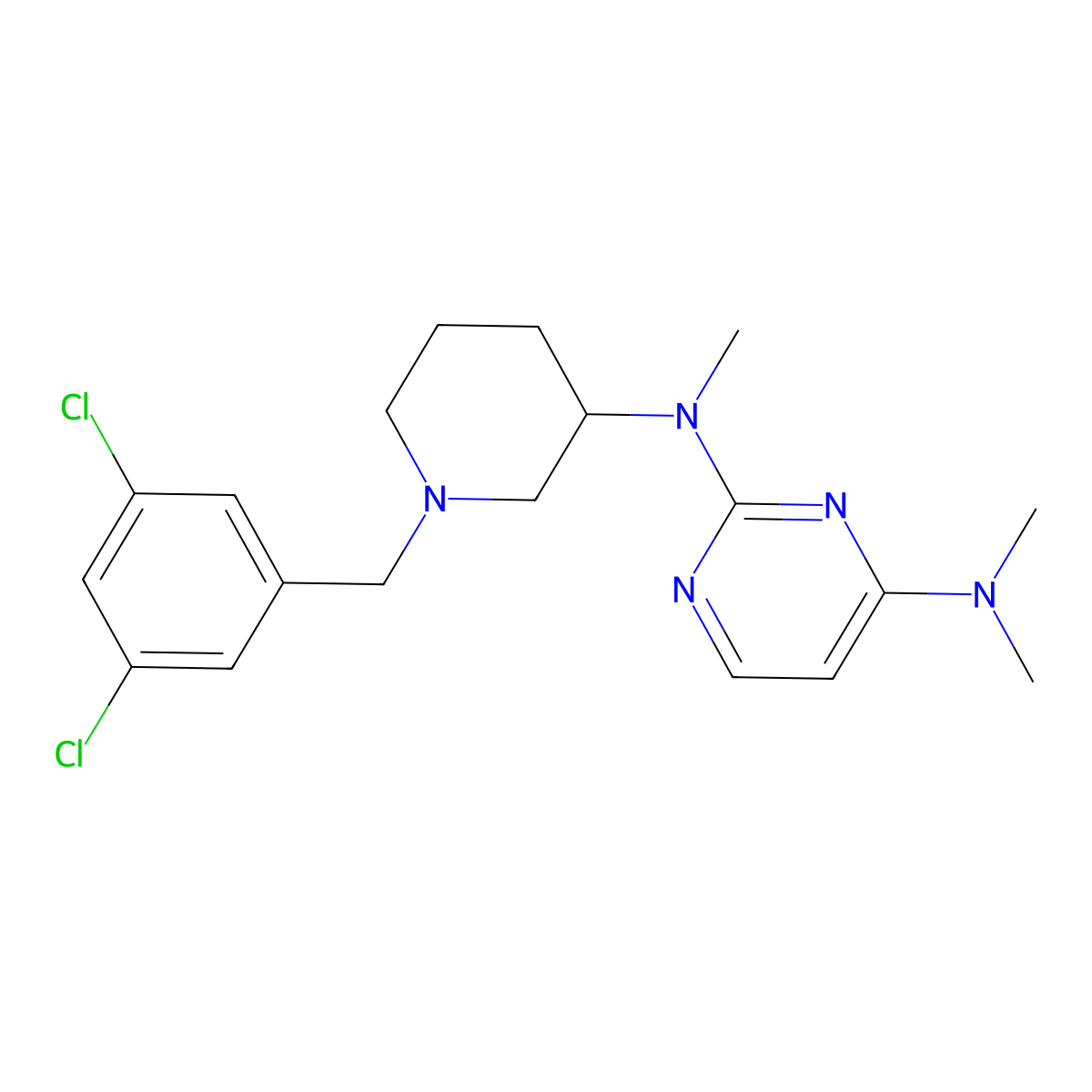N2-{1-[(3,5-dichlorophenyl)methyl]piperidin-3-yl}-N2,N4,N4-trimethylpyrimidine-2,4-diamine molecular structure, CAS 3054637-14-5