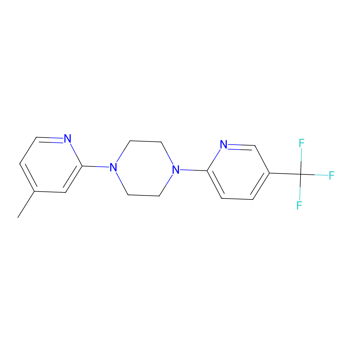 1-(4-Methylpyridin-2-yl)-4-[5-(trifluoromethyl)pyridin-2-yl]piperazine molecular structure, CAS 3054637-23-6