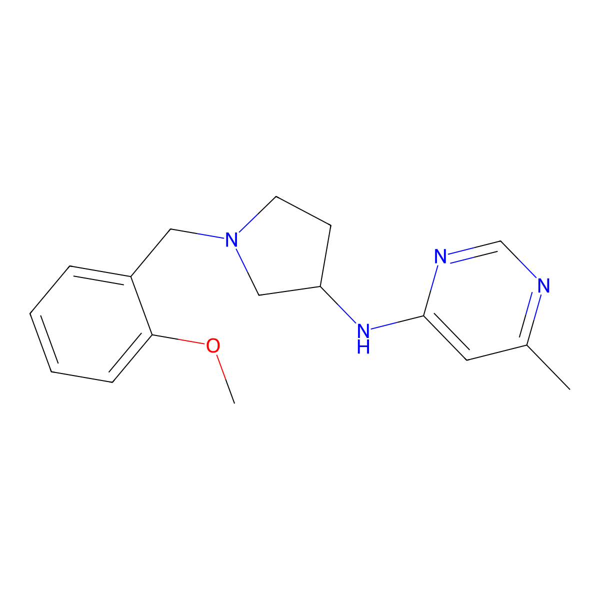 N-{1-[(2-methoxyphenyl)methyl]pyrrolidin-3-yl}-6-methylpyrimidin-4-amine molecular structure, CAS 3054637-29-2