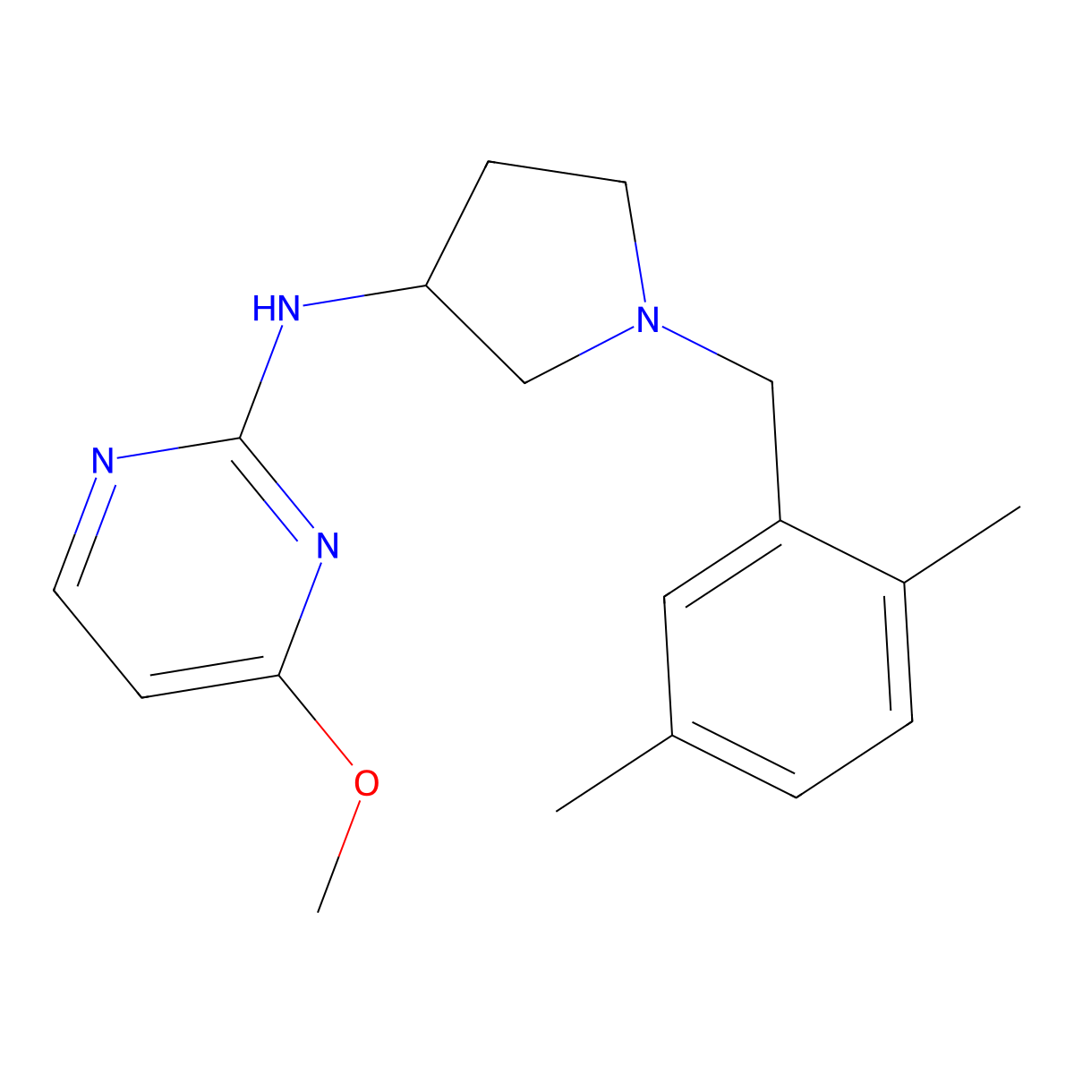 N-{1-[(2,5-dimethylphenyl)methyl]pyrrolidin-3-yl}-4-methoxypyrimidin-2-amine molecular structure, CAS 3054637-33-8