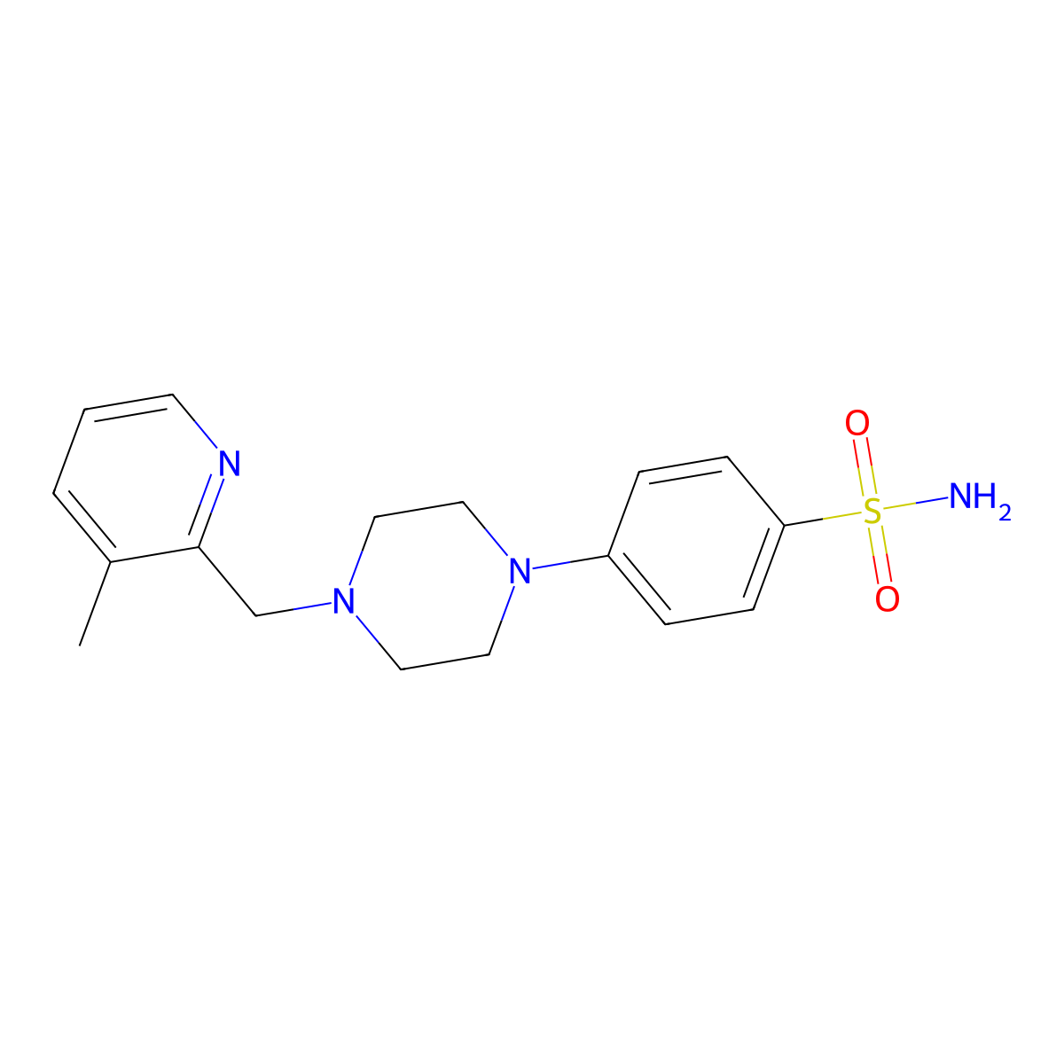 4-{4-[(3-Methylpyridin-2-yl)methyl]piperazin-1-yl}benzene-1-sulfonamide molecular structure, CAS 3054637-38-3