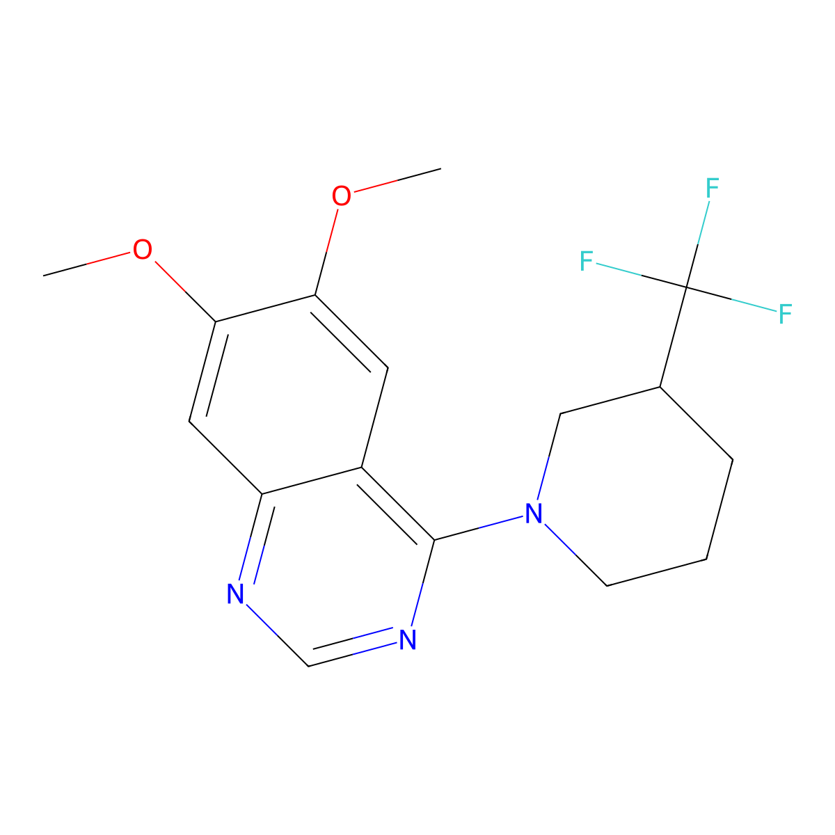 6,7-Dimethoxy-4-[3-(trifluoromethyl)piperidin-1-yl]quinazoline molecular structure, CAS 3054637-42-9