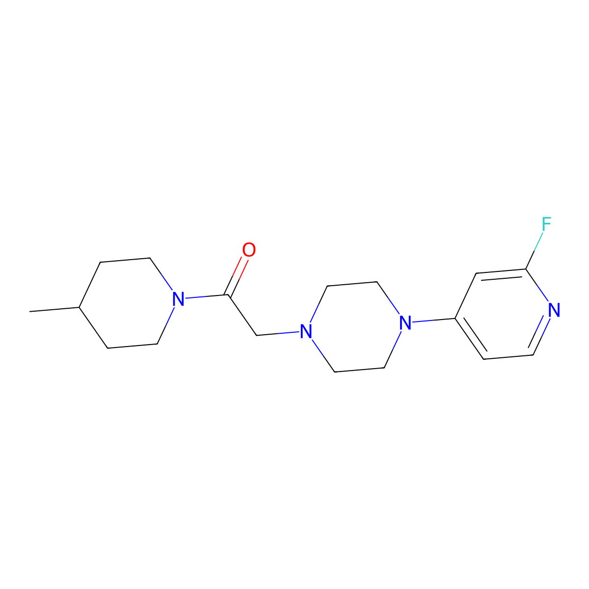 2-[4-(2-Fluoropyridin-4-yl)piperazin-1-yl]-1-(4-methylpiperidin-1-yl)ethan-1-one molecular structure, CAS 3054637-44-1