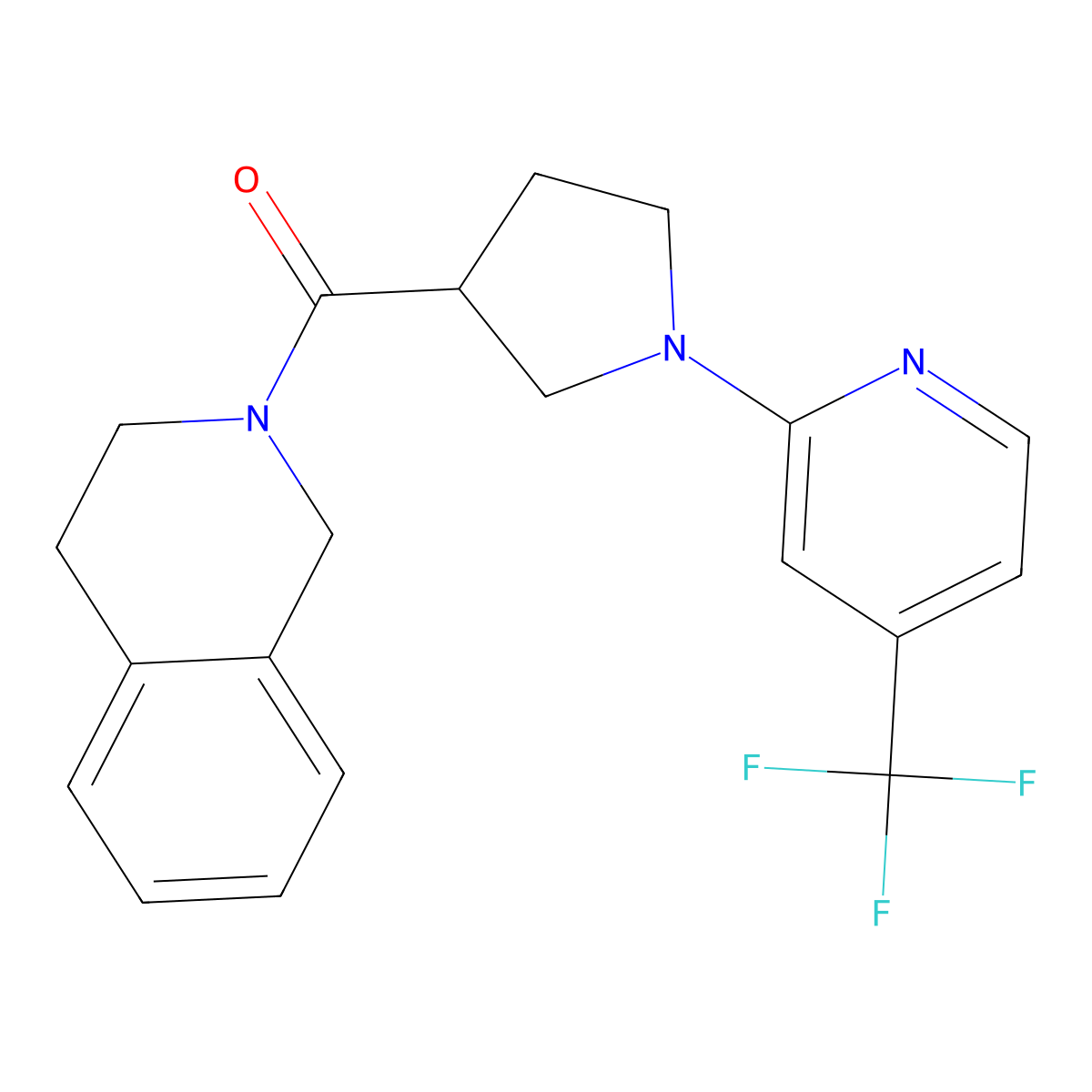2-{1-[4-(Trifluoromethyl)pyridin-2-yl]pyrrolidine-3-carbonyl}-1,2,3,4-tetrahydroisoquinoline molecular structure, CAS 3054637-48-5