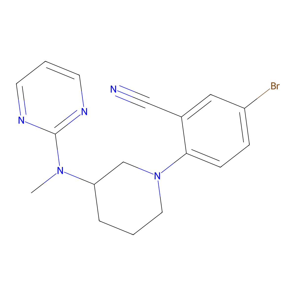 5-Bromo-2-{3-[methyl(pyrimidin-2-yl)amino]piperidin-1-yl}benzonitrile molecular structure, CAS 3054637-50-9