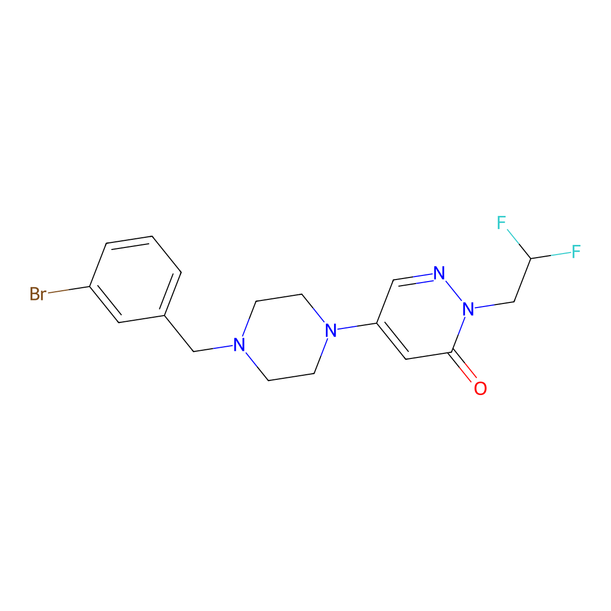 5-{4-[(3-Bromophenyl)methyl]piperazin-1-yl}-2-(2,2-difluoroethyl)-2,3-dihydropyridazin-3-one molecular structure, CAS 3054637-55-4