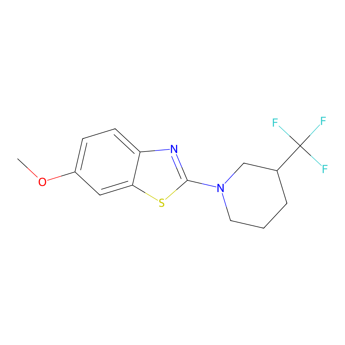 6-Methoxy-2-[3-(trifluoromethyl)piperidin-1-yl]-1,3-benzothiazole molecular structure, CAS 3054637-56-5