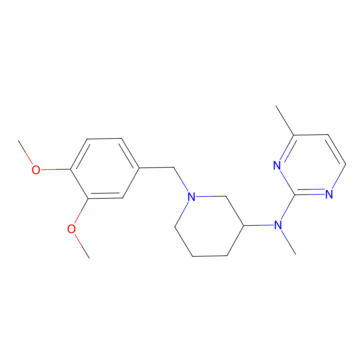 N-{1-[(3,4-dimethoxyphenyl)methyl]piperidin-3-yl}-N,4-dimethylpyrimidin-2-amine molecular structure, CAS 3054637-59-8