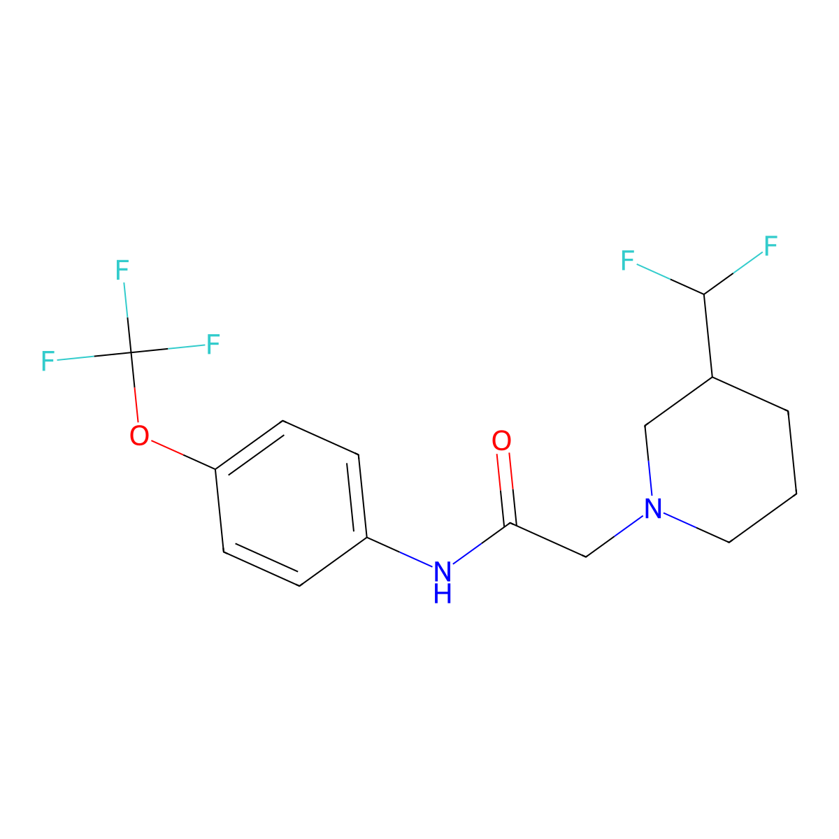 2-[3-(difluoromethyl)piperidin-1-yl]-N-[4-(trifluoromethoxy)phenyl]acetamide molecular structure, CAS 3054637-66-7