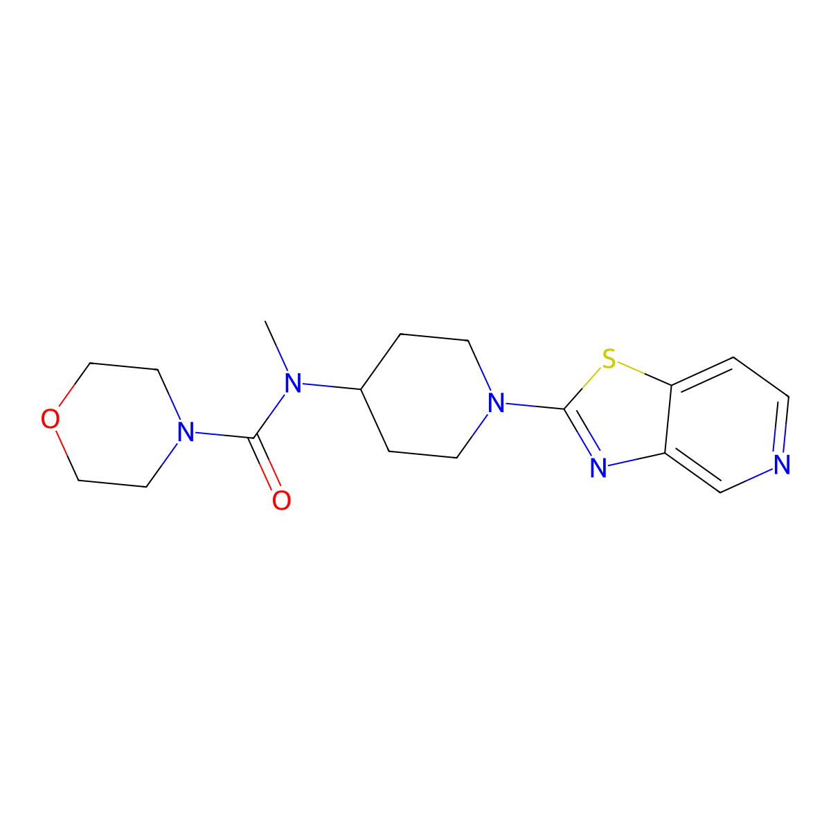 N-methyl-N-(1-{[1,3]thiazolo[4,5-c]pyridin-2-yl}piperidin-4-yl)morpholine-4-carboxamide molecular structure, CAS 3054637-67-8
