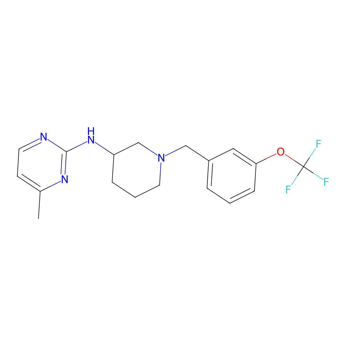 4-methyl-N-(1-{[3-(trifluoromethoxy)phenyl]methyl}piperidin-3-yl)pyrimidin-2-amine molecular structure, CAS 3054637-70-3