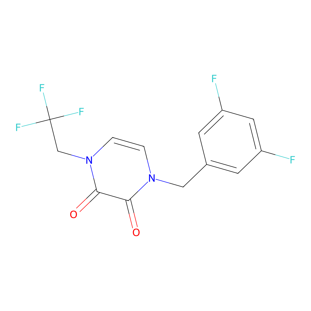 1-[(3,5-Difluorophenyl)methyl]-4-(2,2,2-trifluoroethyl)-1,2,3,4-tetrahydropyrazine-2,3-dione molecular structure, CAS 3054637-84-9
