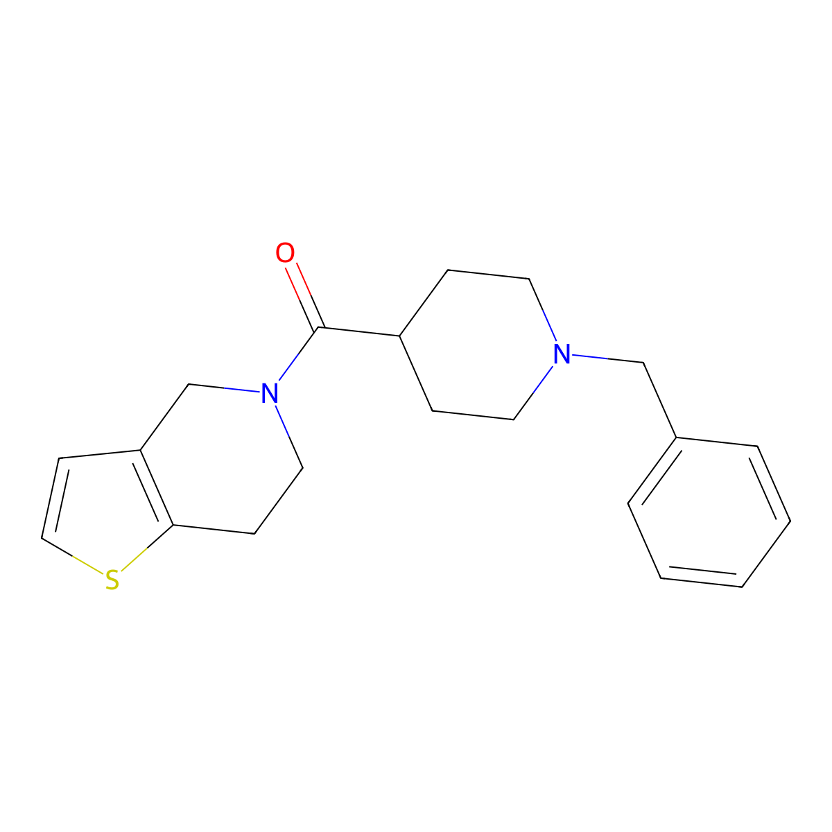 1-benzyl-4-{4H,5H,6H,7H-thieno[3,2-c]pyridine-5-carbonyl}piperidine molecular structure, CAS 3054637-86-1