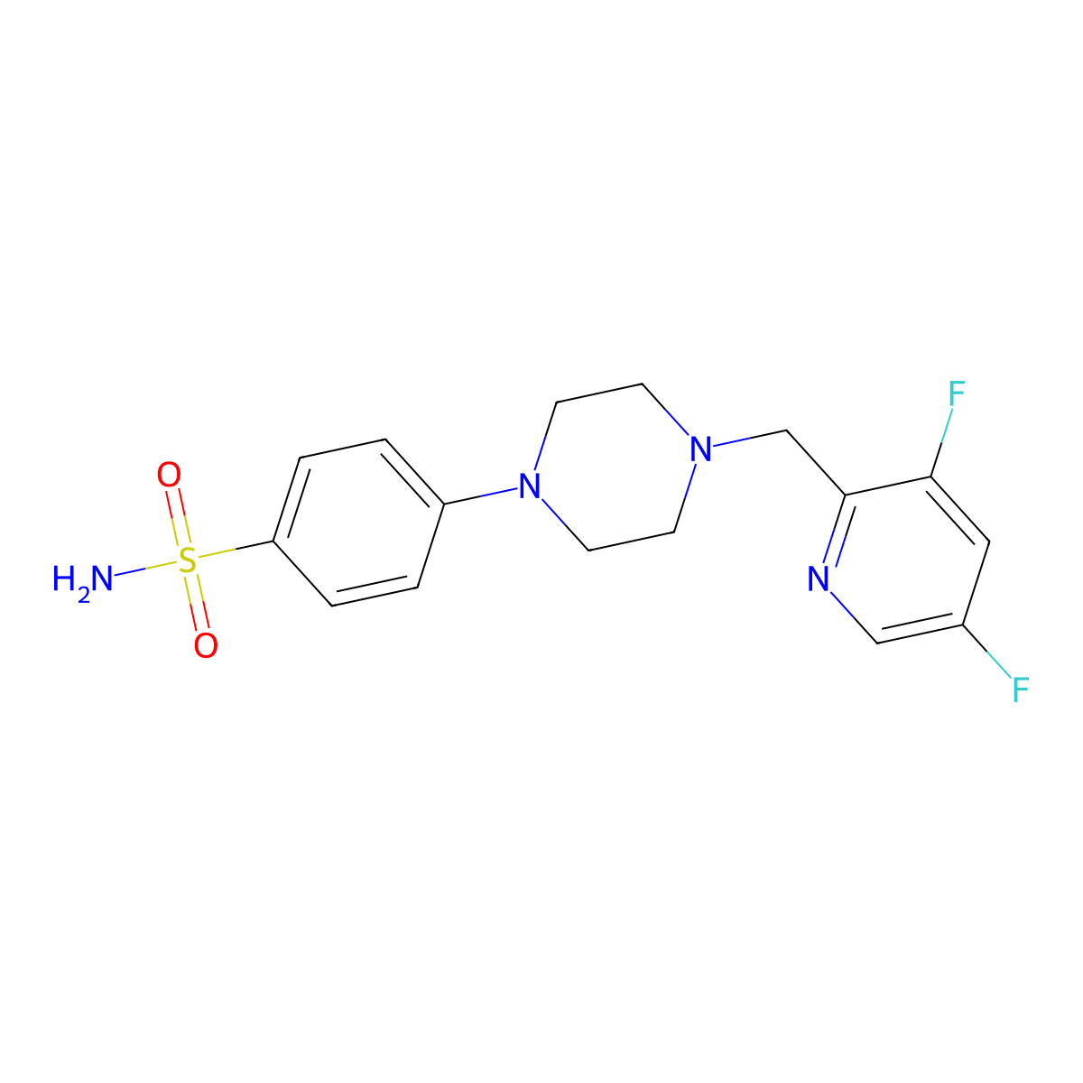 4-{4-[(3,5-Difluoropyridin-2-yl)methyl]piperazin-1-yl}benzene-1-sulfonamide molecular structure, CAS 3054637-95-2