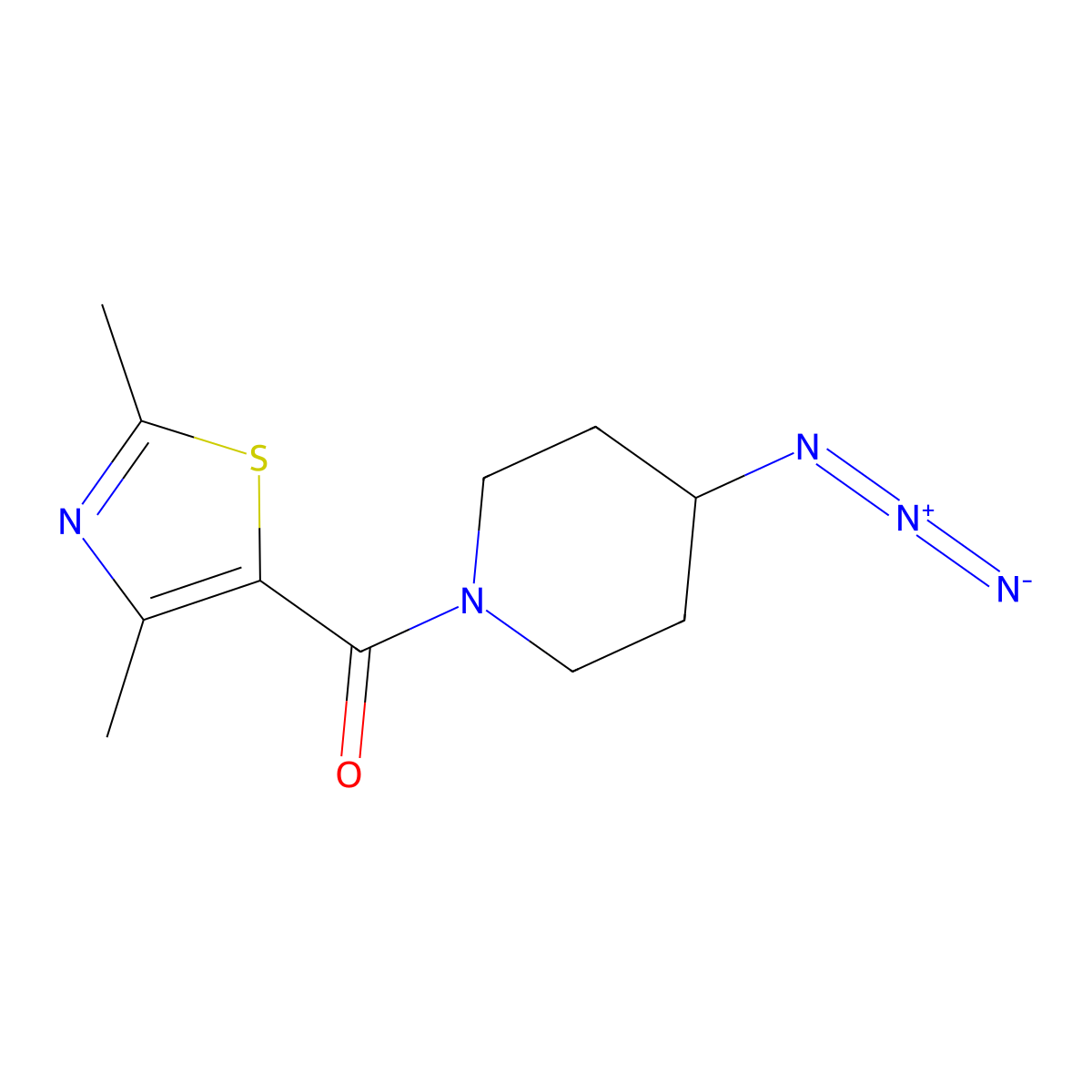4-Azido-1-(2,4-dimethyl-1,3-thiazole-5-carbonyl)piperidine molecular structure, CAS 3054638-07-9