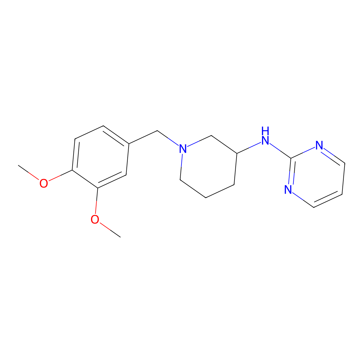 N-{1-[(3,4-dimethoxyphenyl)methyl]piperidin-3-yl}pyrimidin-2-amine molecular structure, CAS 3054638-09-1