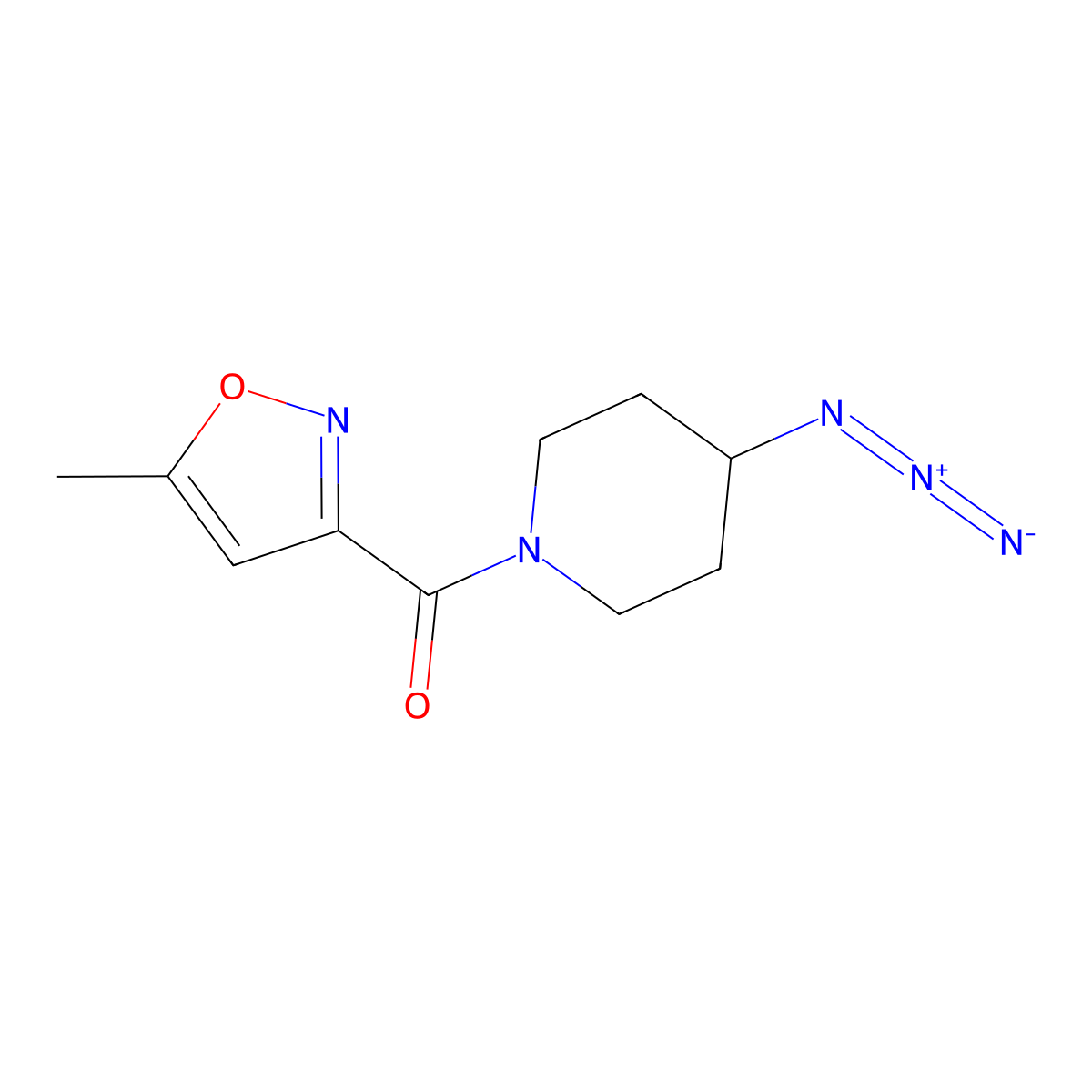 4-Azido-1-(5-methyl-1,2-oxazole-3-carbonyl)piperidine molecular structure, CAS 3054638-10-4