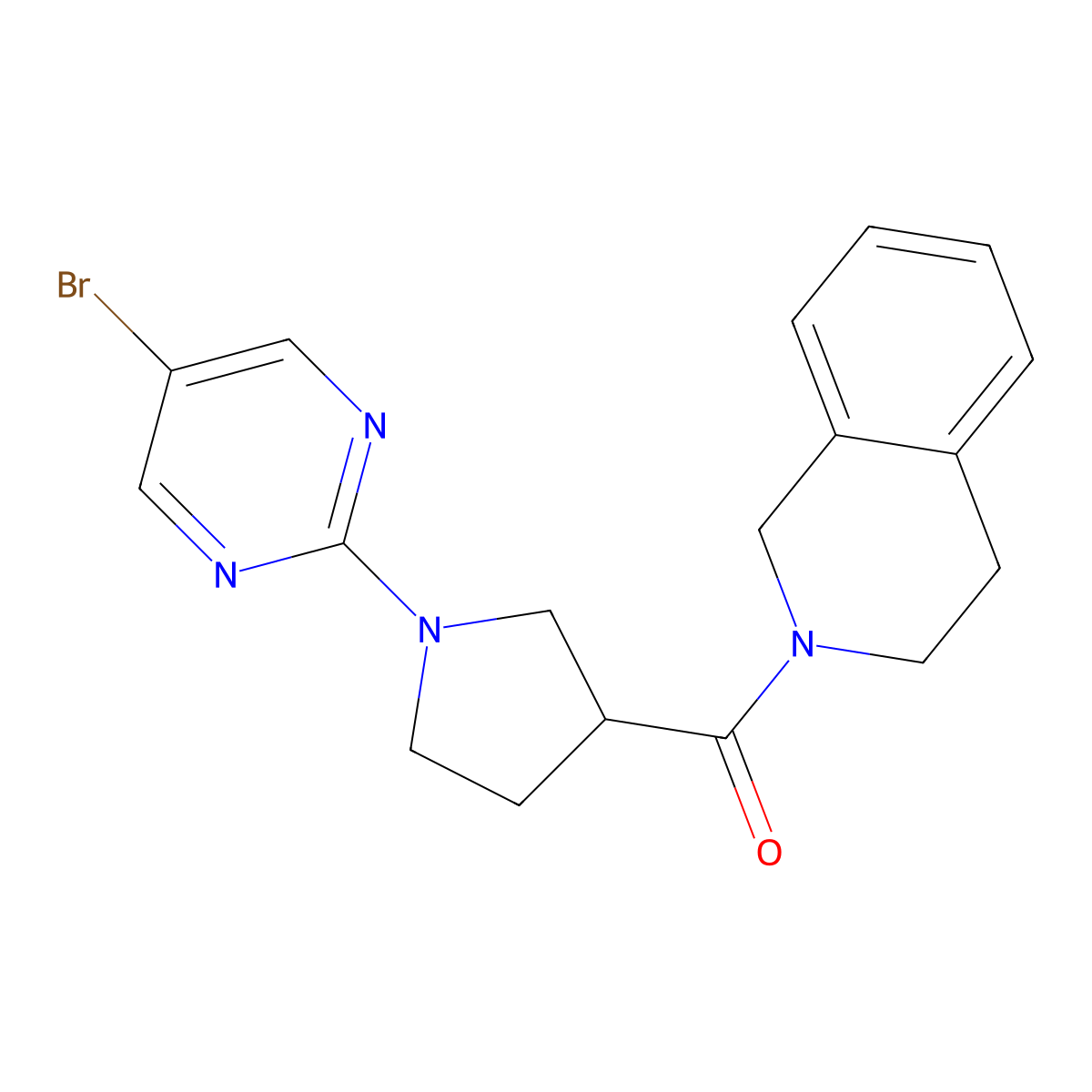 2-[1-(5-Bromopyrimidin-2-yl)pyrrolidine-3-carbonyl]-1,2,3,4-tetrahydroisoquinoline molecular structure, CAS 3054638-11-5