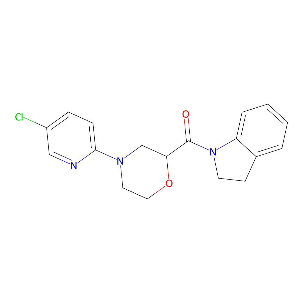 1-[4-(5-chloropyridin-2-yl)morpholine-2-carbonyl]-2,3-dihydro-1H-indole molecular structure, CAS 3054638-12-6
