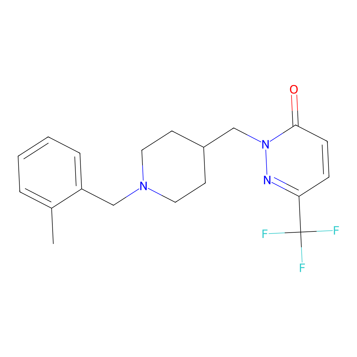 2-({1-[(2-Methylphenyl)methyl]piperidin-4-yl}methyl)-6-(trifluoromethyl)-2,3-dihydropyridazin-3-one molecular structure, CAS 3054638-15-9