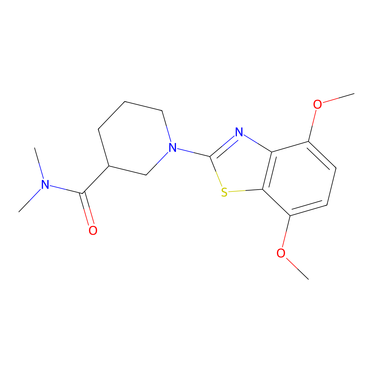 1-(4,7-dimethoxy-1,3-benzothiazol-2-yl)-N,N-dimethylpiperidine-3-carboxamide molecular structure, CAS 3054638-20-6