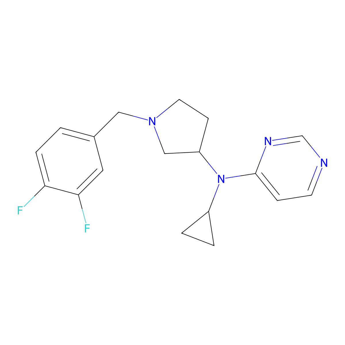 N-cyclopropyl-N-{1-[(3,4-difluorophenyl)methyl]pyrrolidin-3-yl}pyrimidin-4-amine molecular structure, CAS 3054638-39-7