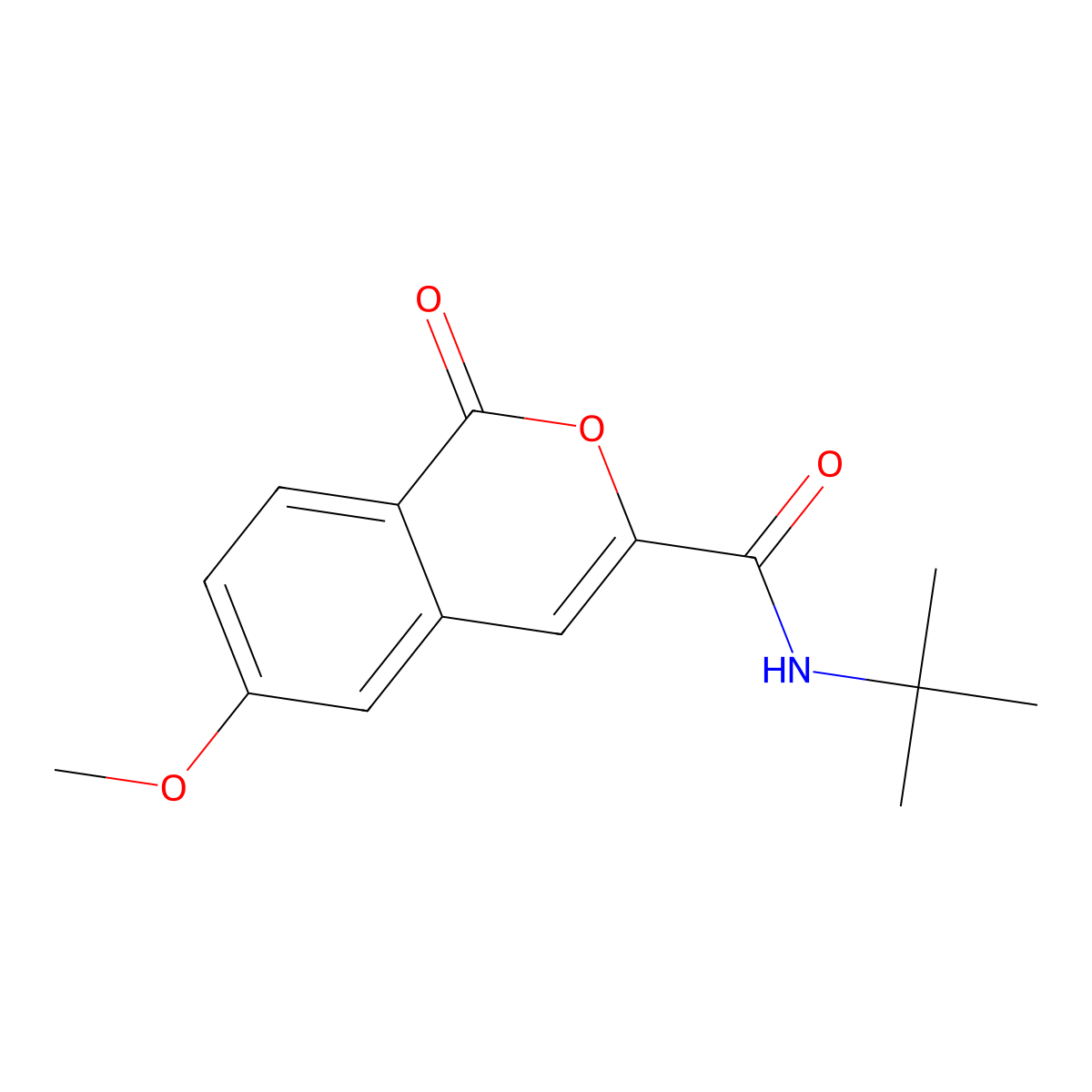 N-tert-butyl-6-methoxy-1-oxo-1H-isochromene-3-carboxamide molecular structure, CAS 3054638-40-0