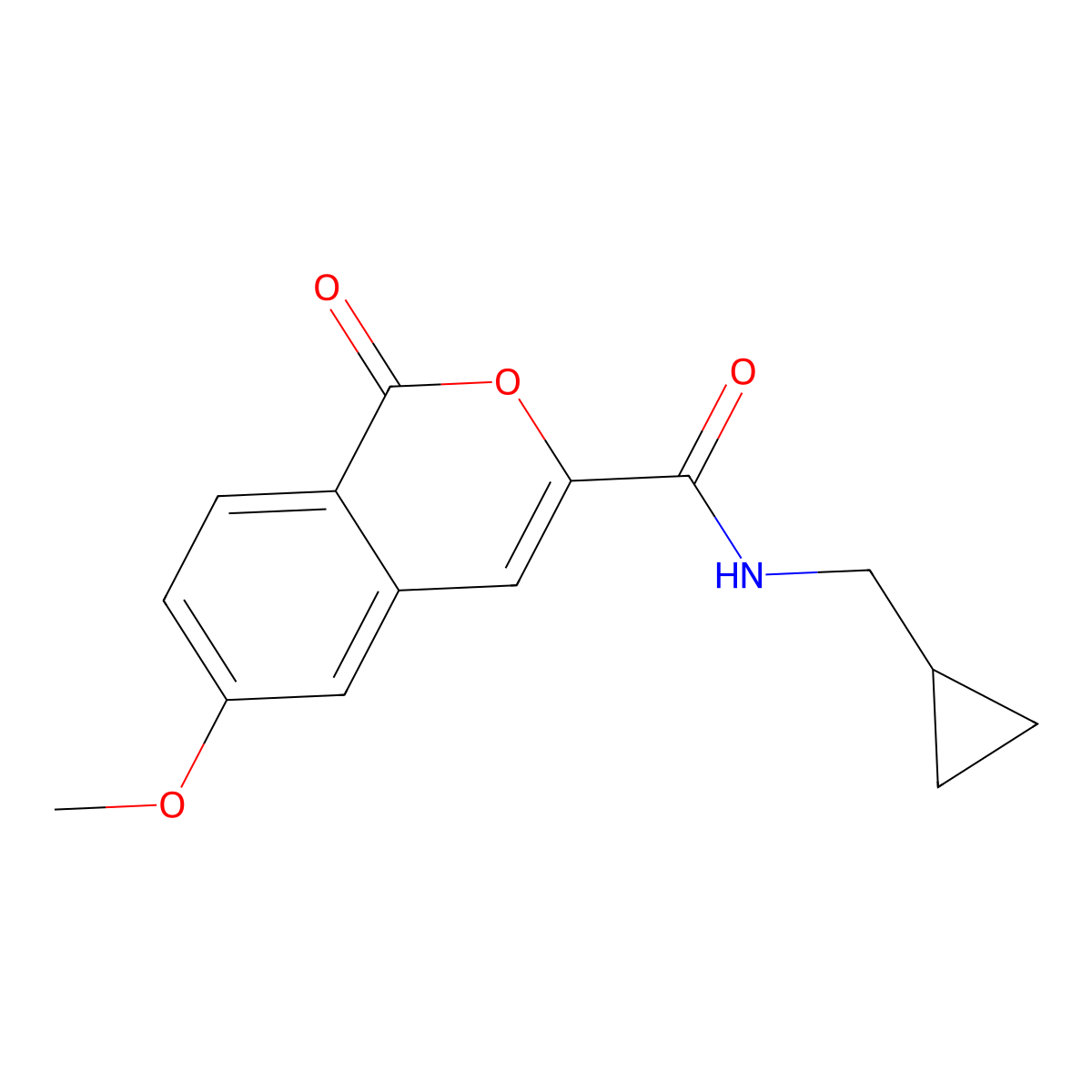 N-(cyclopropylmethyl)-6-methoxy-1-oxo-1H-isochromene-3-carboxamide molecular structure, CAS 3054638-41-1