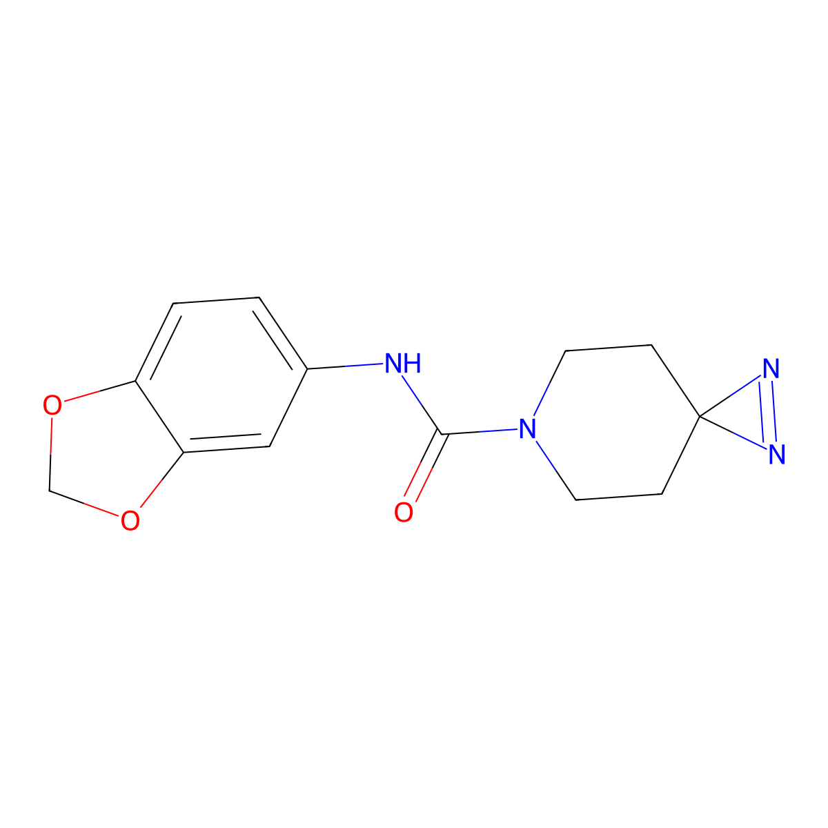 N-(2H-1,3-benzodioxol-5-yl)-1,2,6-triazaspiro[2.5]oct-1-ene-6-carboxamide molecular structure, CAS 3054638-43-3
