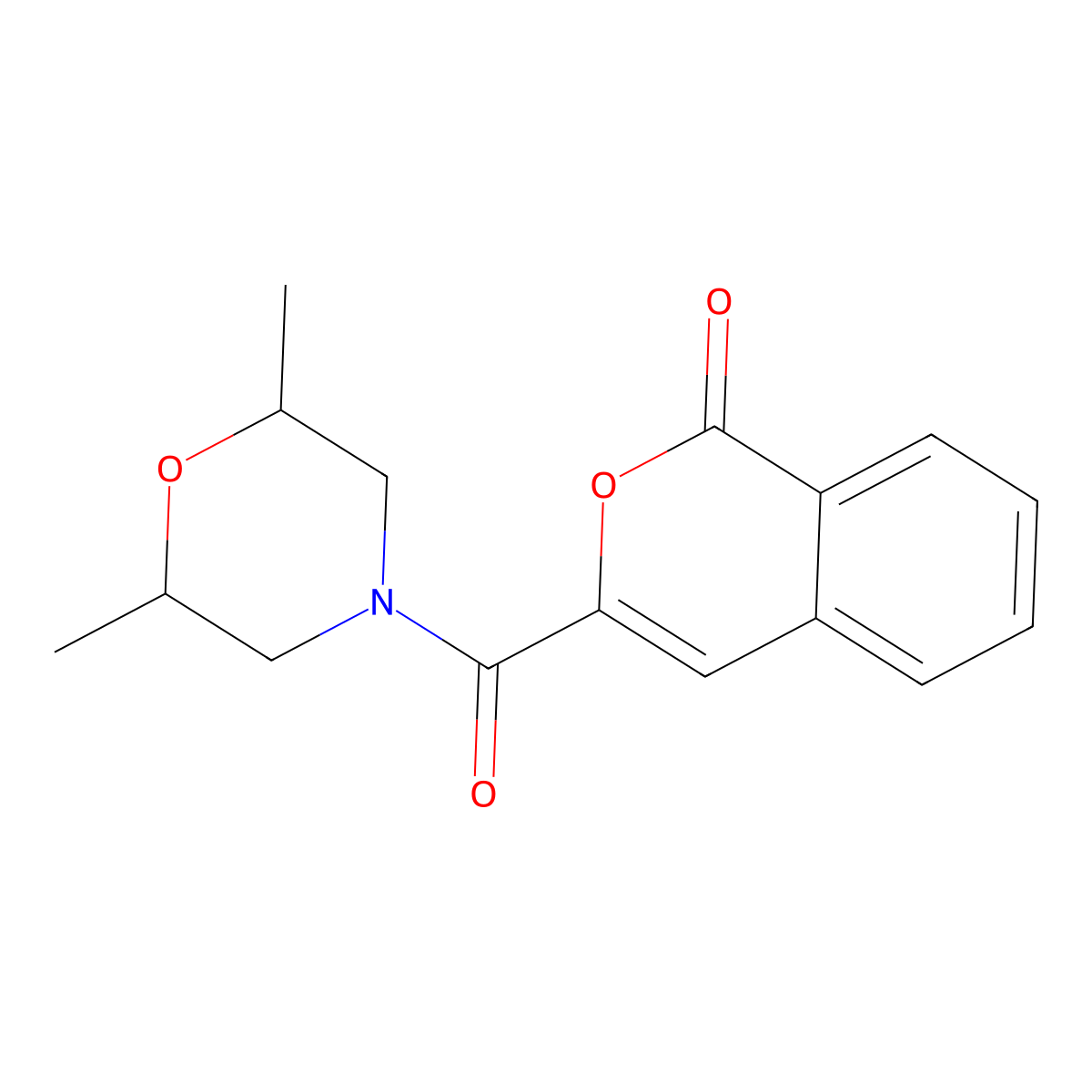 3-(2,6-dimethylmorpholine-4-carbonyl)-1H-isochromen-1-one molecular structure, CAS 3054638-58-0