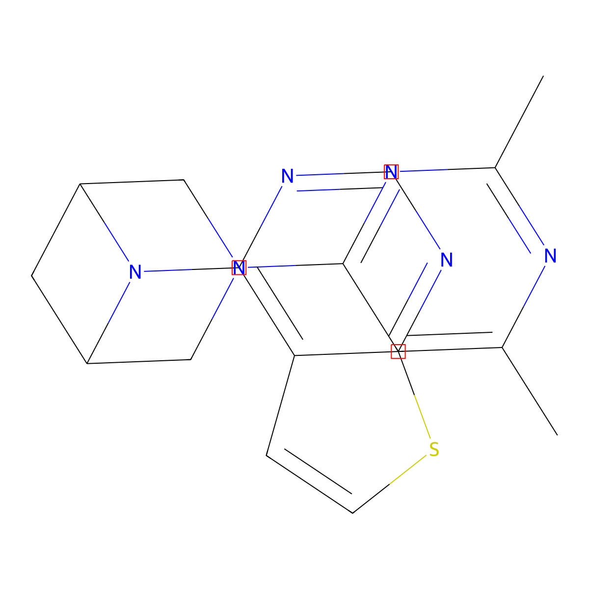 3-(2,6-Dimethylpyrimidin-4-yl)-6-{thieno[2,3-d]pyrimidin-4-yl}-3,6-diazabicyclo[3.1.1]heptane molecular structure, CAS 3054638-59-1