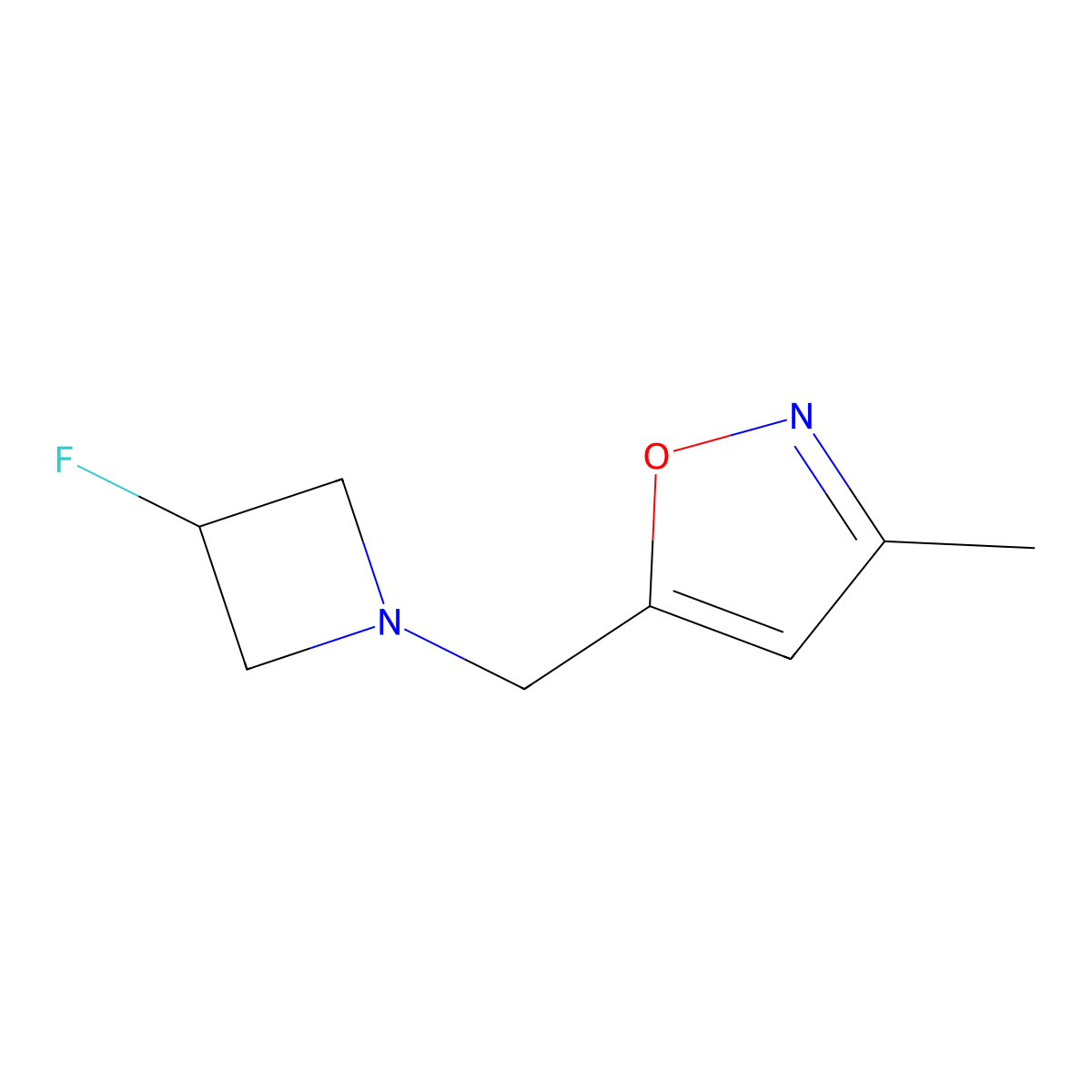5-[(3-Fluoroazetidin-1-yl)methyl]-3-methyl-1,2-oxazole molecular structure, CAS 3054638-64-8