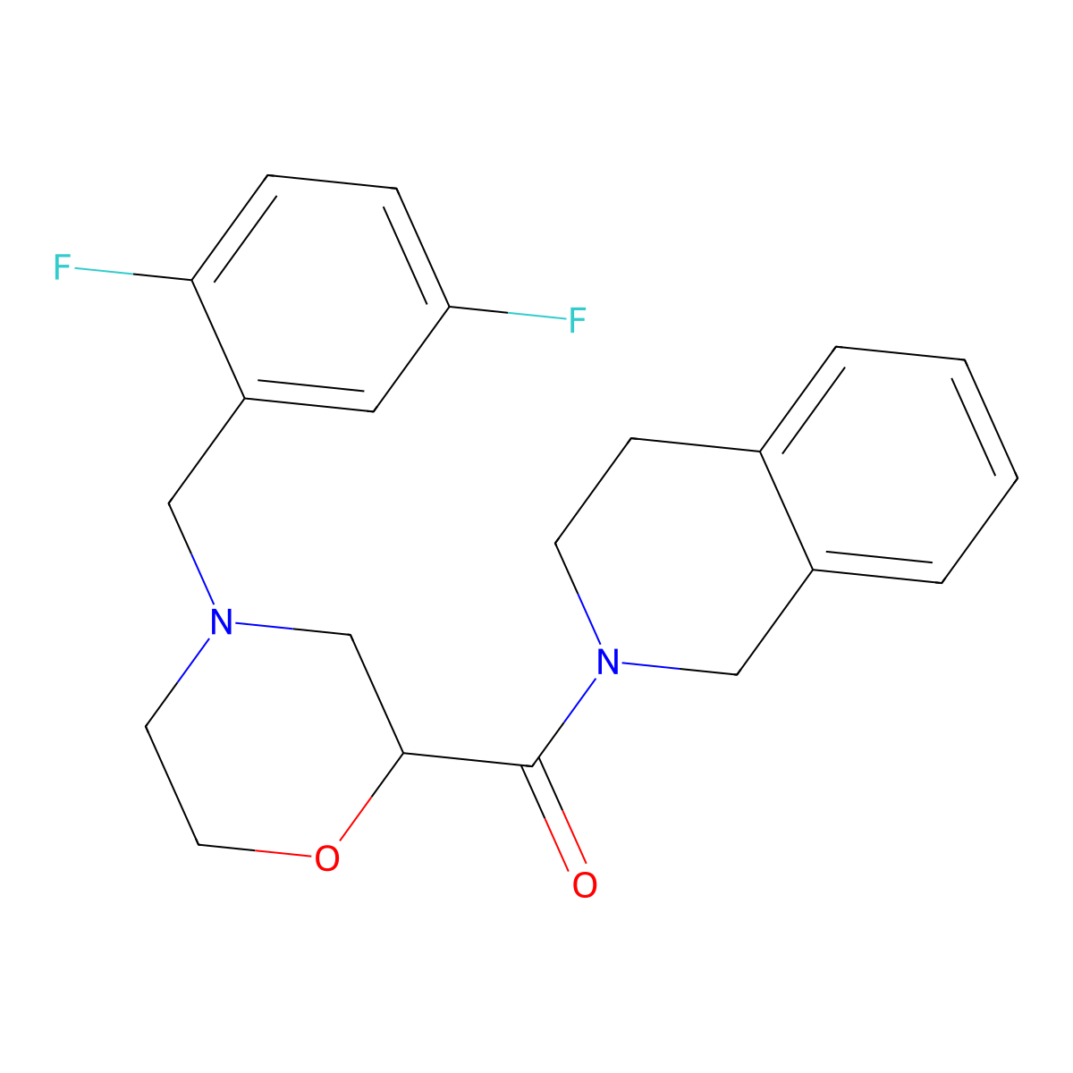 2-{4-[(2,5-Difluorophenyl)methyl]morpholine-2-carbonyl}-1,2,3,4-tetrahydroisoquinoline molecular structure, CAS 3054638-71-7
