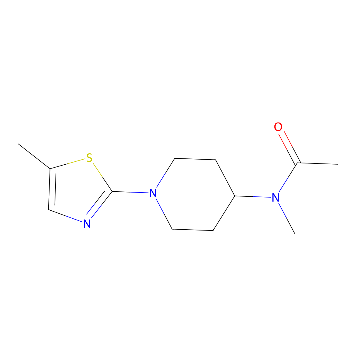 N-methyl-N-[1-(5-methyl-1,3-thiazol-2-yl)piperidin-4-yl]acetamide molecular structure, CAS 3054638-79-5