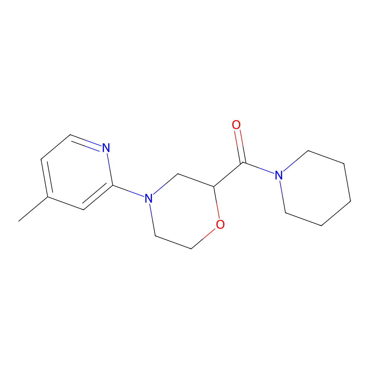 4-(4-Methylpyridin-2-yl)-2-(piperidine-1-carbonyl)morpholine molecular structure, CAS 3054638-81-9