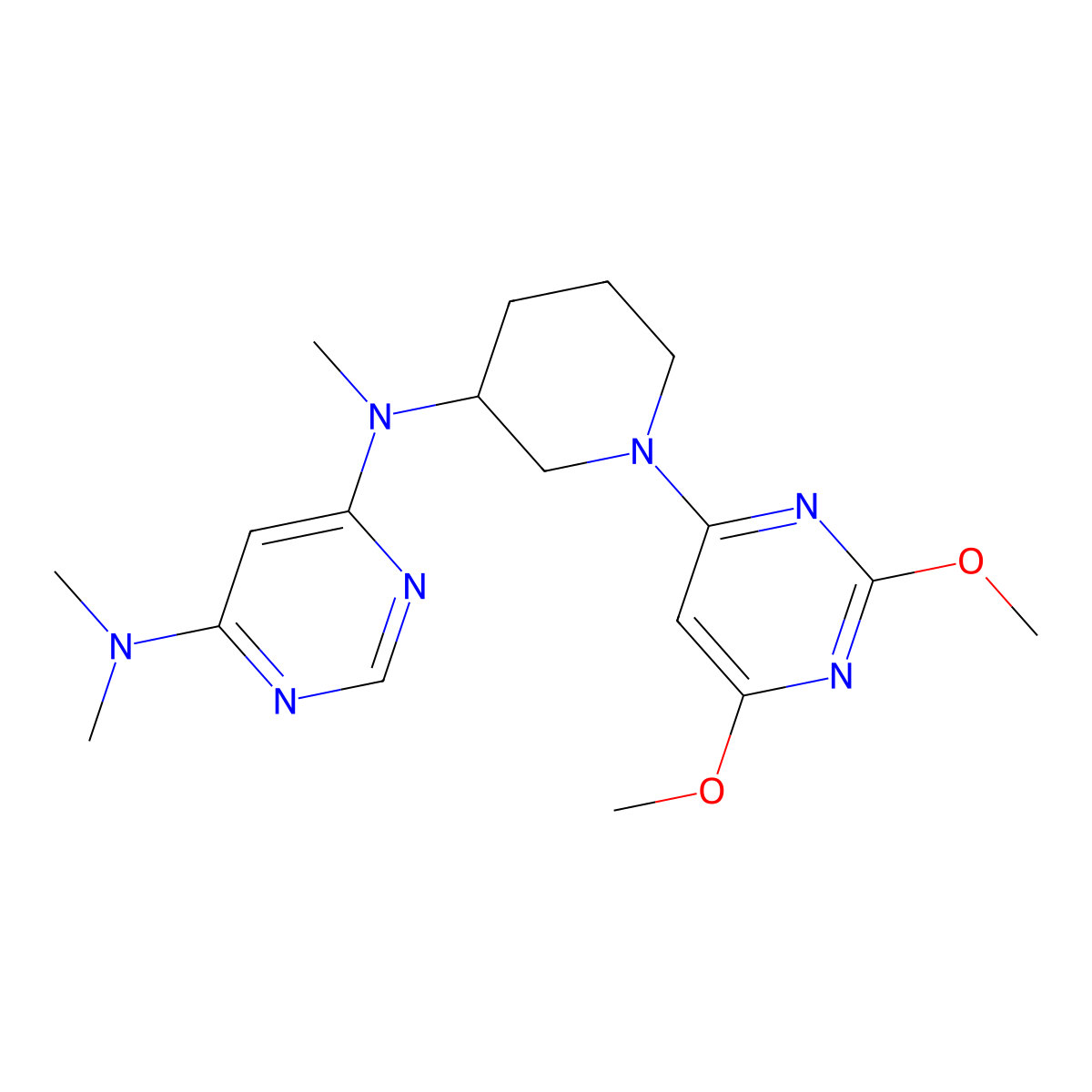 N4-[1-(2,6-dimethoxypyrimidin-4-yl)piperidin-3-yl]-N4,N6,N6-trimethylpyrimidine-4,6-diamine molecular structure, CAS 3054638-83-1