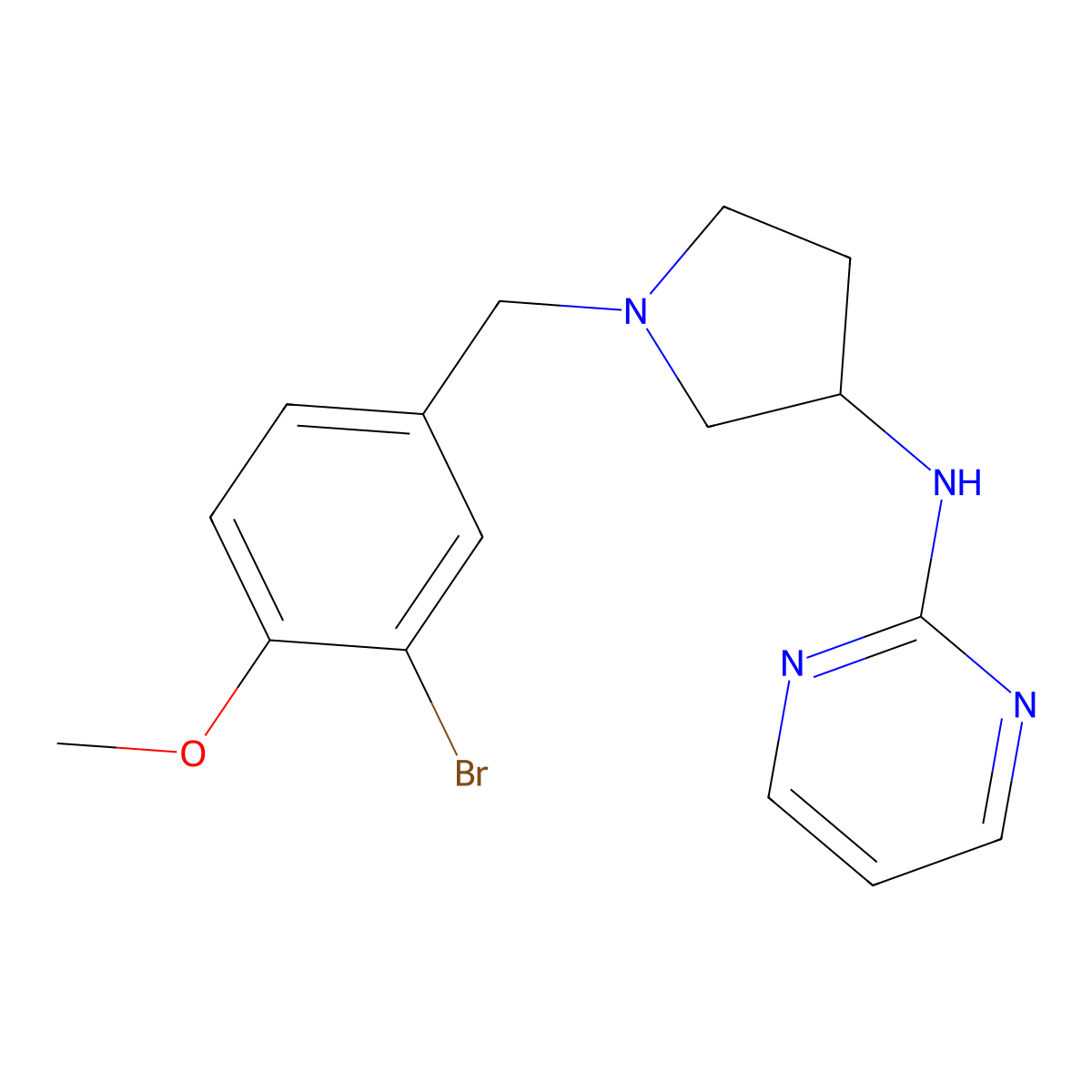N-{1-[(3-bromo-4-methoxyphenyl)methyl]pyrrolidin-3-yl}pyrimidin-2-amine molecular structure, CAS 3054638-92-2