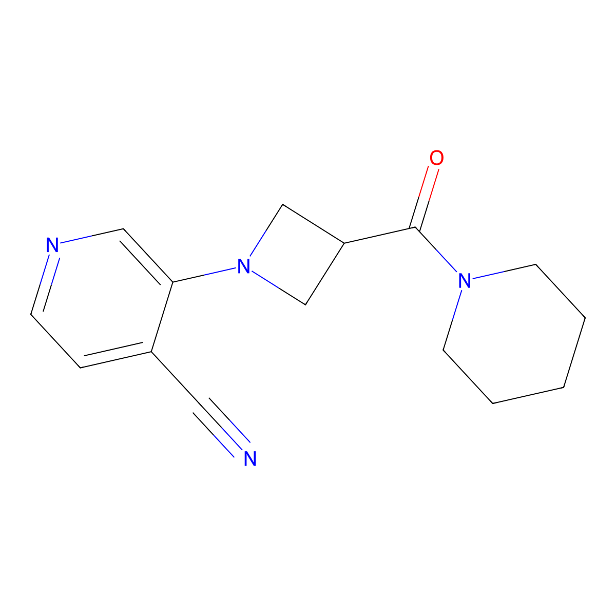 3-[3-(Piperidine-1-carbonyl)azetidin-1-yl]pyridine-4-carbonitrile molecular structure, CAS 3054638-93-3