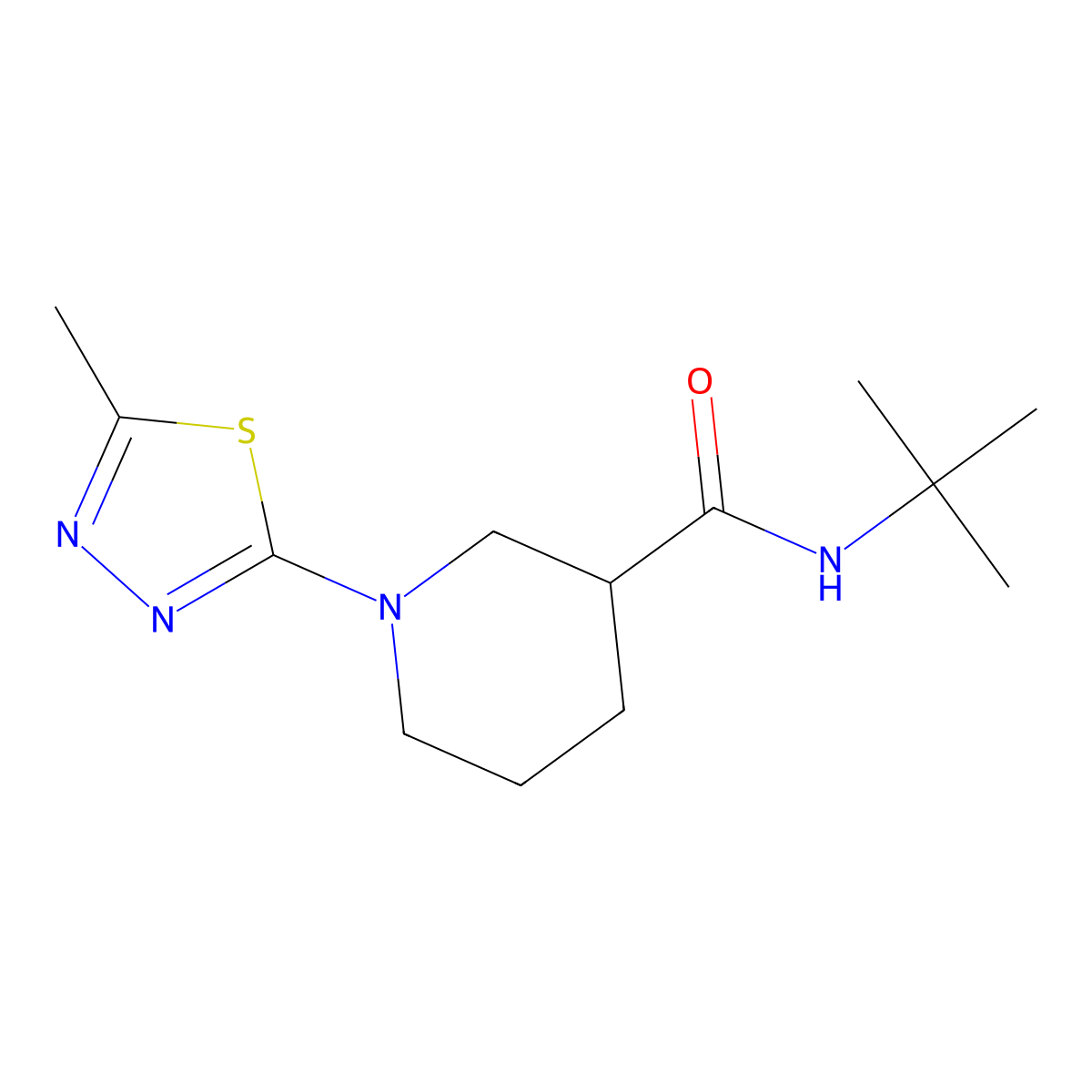 N-tert-butyl-1-(5-methyl-1,3,4-thiadiazol-2-yl)piperidine-3-carboxamide molecular structure, CAS 3054638-95-5