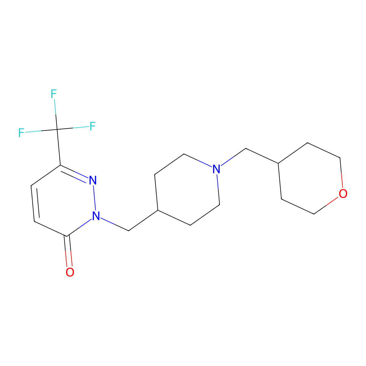 2-({1-[(Oxan-4-yl)methyl]piperidin-4-yl}methyl)-6-(trifluoromethyl)-2,3-dihydropyridazin-3-one molecular structure, CAS 3054638-97-7