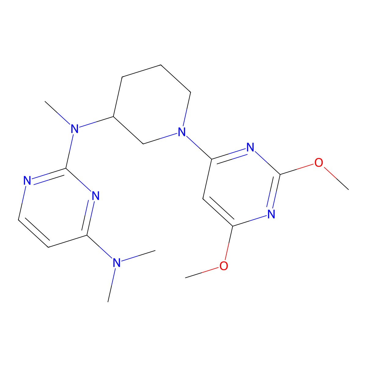 N2-[1-(2,6-dimethoxypyrimidin-4-yl)piperidin-3-yl]-N2,N4,N4-trimethylpyrimidine-2,4-diamine molecular structure, CAS 3054638-98-8