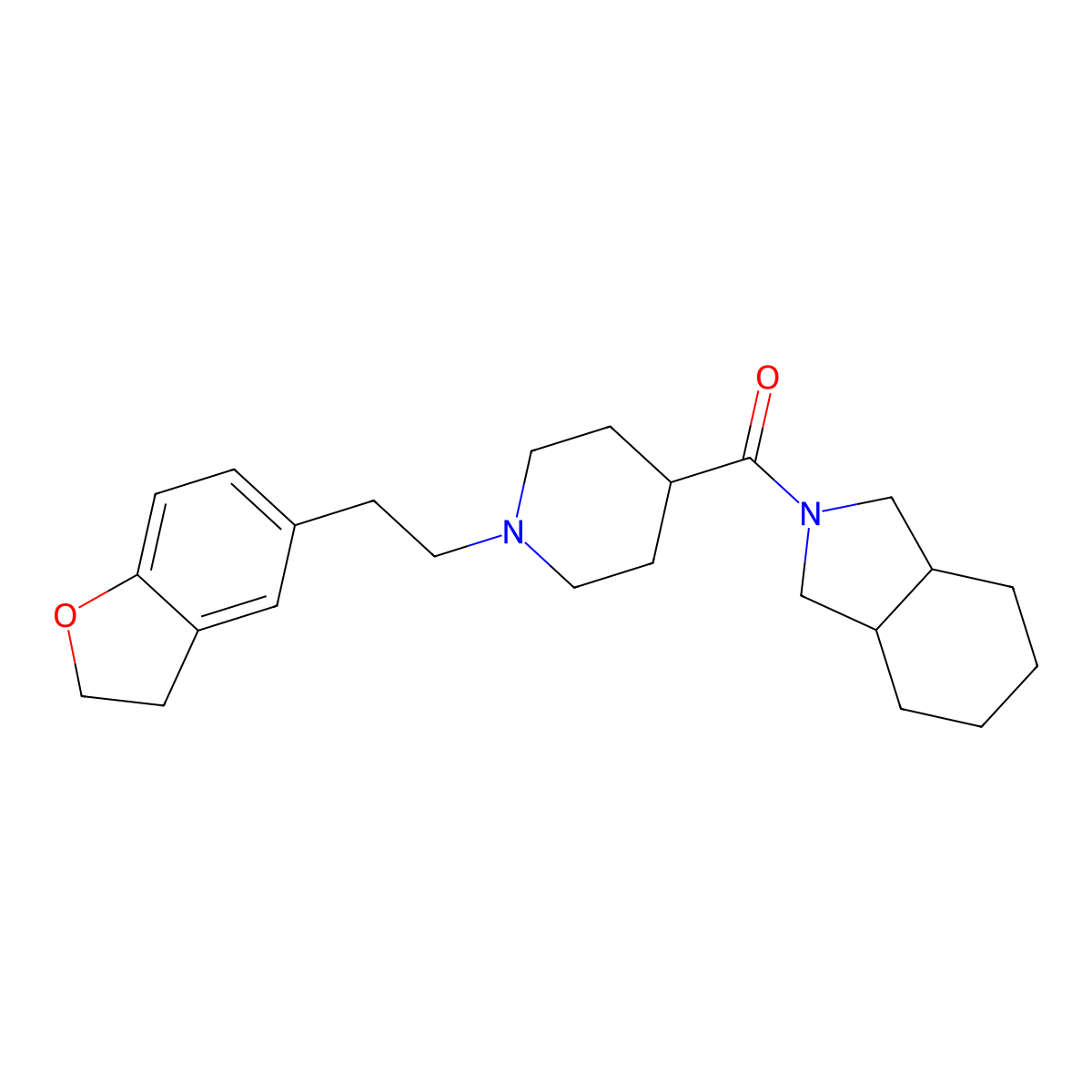2-{1-[2-(2,3-dihydro-1-benzofuran-5-yl)ethyl]piperidine-4-carbonyl}-octahydro-1H-isoindole molecular structure, CAS 3054639-00-5