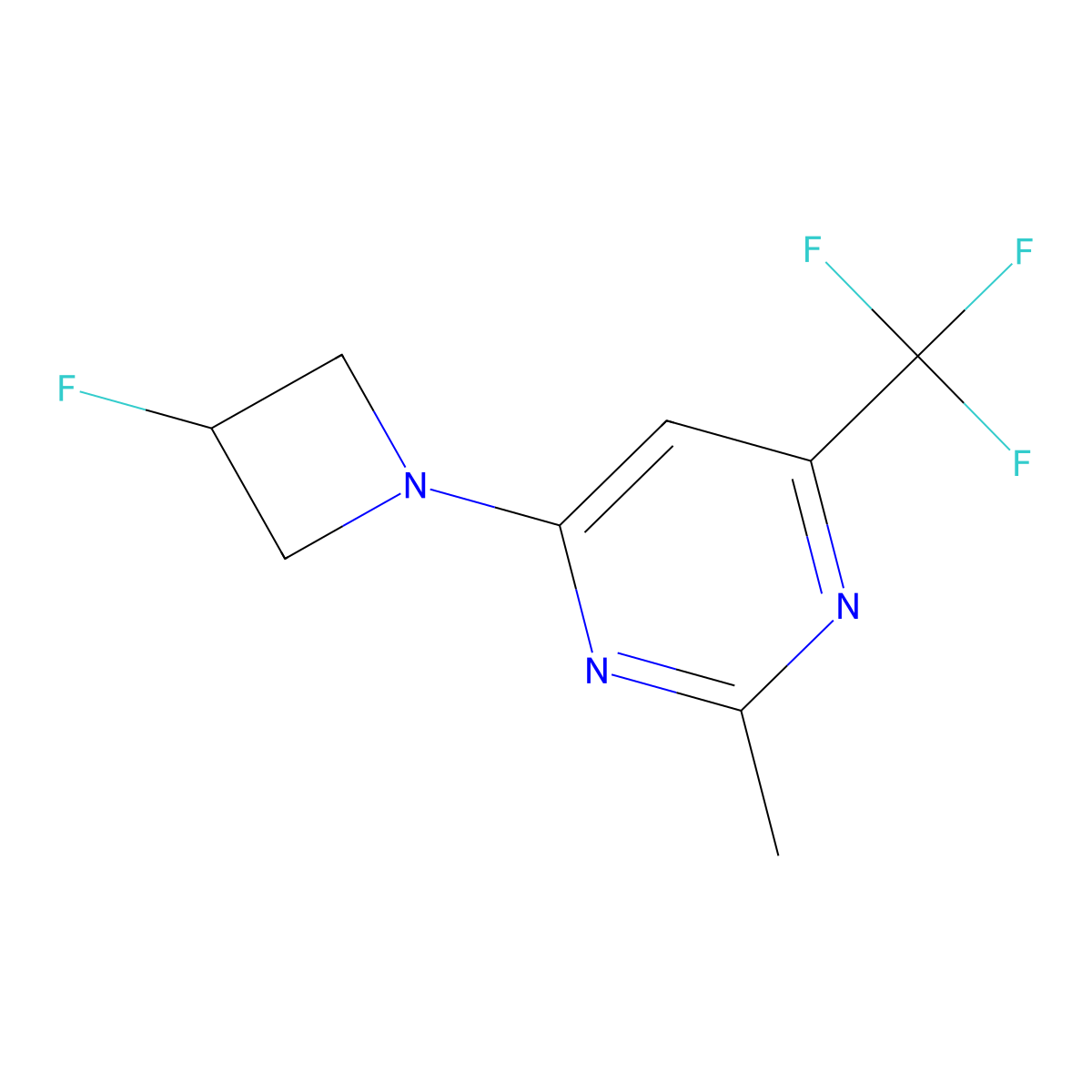 4-(3-Fluoroazetidin-1-yl)-2-methyl-6-(trifluoromethyl)pyrimidine molecular structure, CAS 3054639-01-6