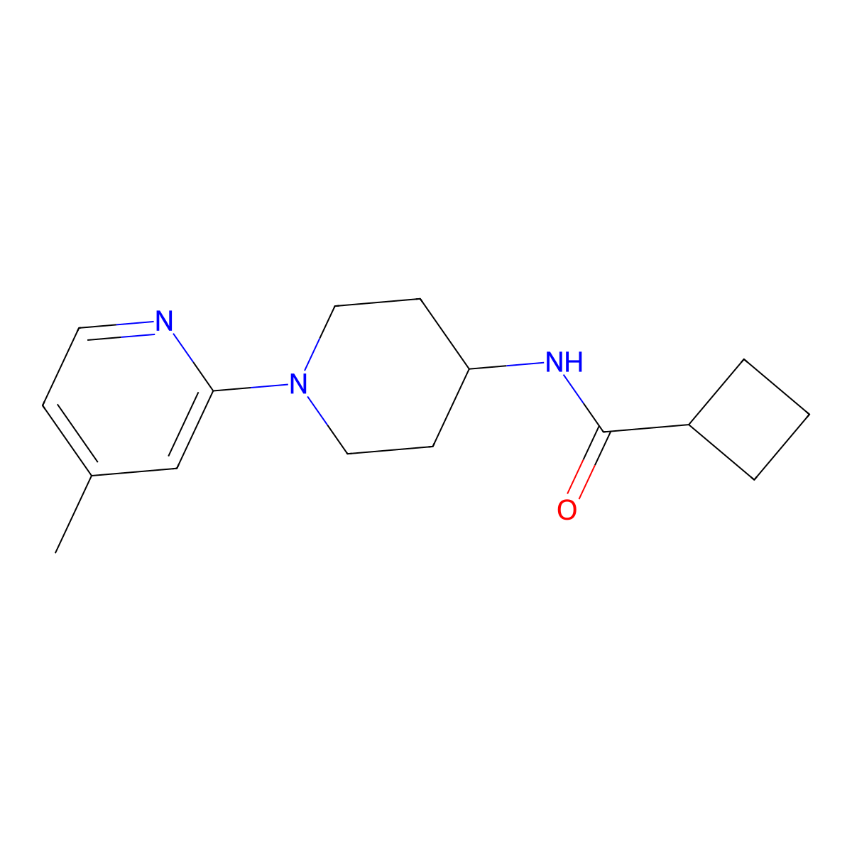 N-[1-(4-methylpyridin-2-yl)piperidin-4-yl]cyclobutanecarboxamide molecular structure, CAS 3054639-03-8