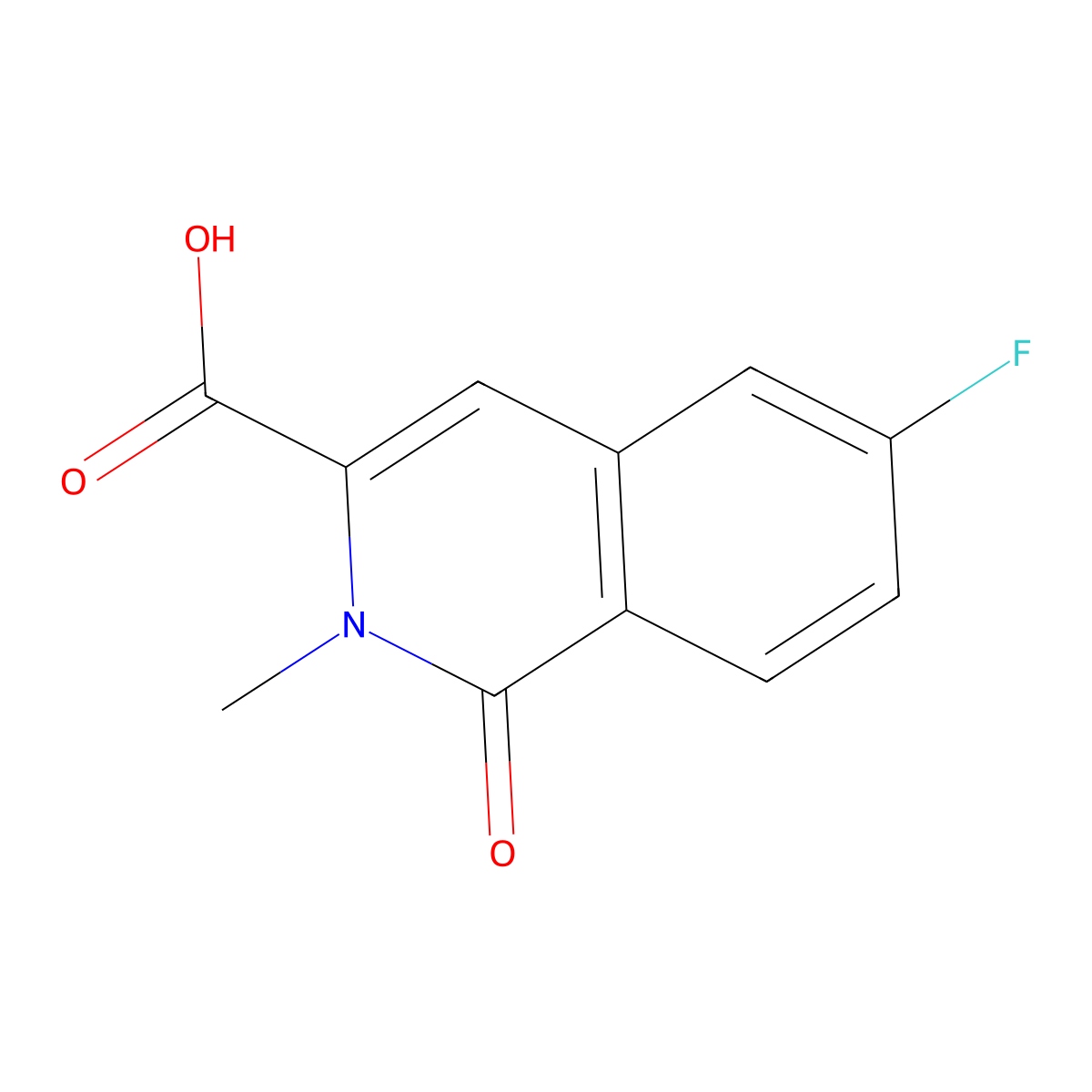 6-Fluoro-2-methyl-1-oxo-1,2-dihydroisoquinoline-3-carboxylic acid molecular structure, CAS 3054639-09-4