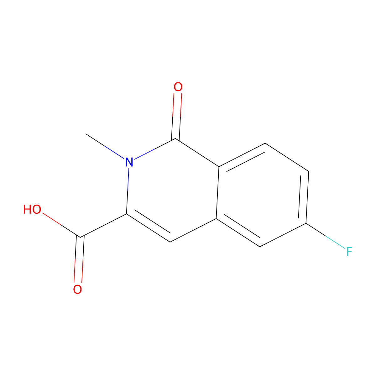 6-Fluoro-2-methyl-1-oxo-1,2-dihydroisoquinoline-3-carboxylic acid molecular structure, CAS 3054639-09-4