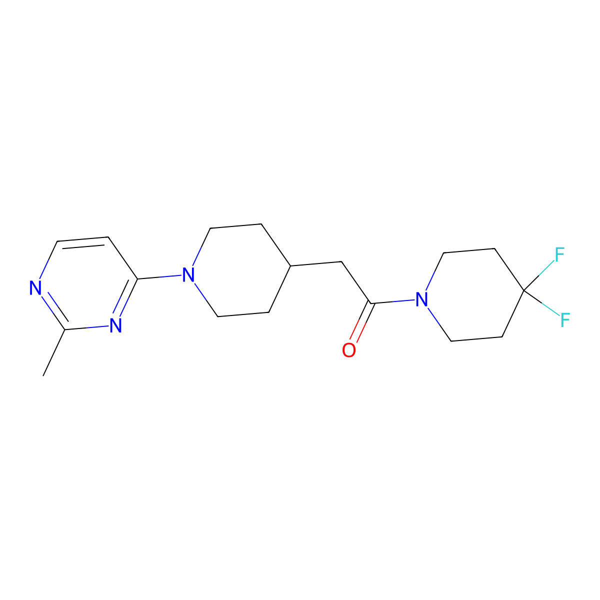 1-(4,4-Difluoropiperidin-1-yl)-2-[1-(2-methylpyrimidin-4-yl)piperidin-4-yl]ethan-1-one molecular structure, CAS 3054639-10-7