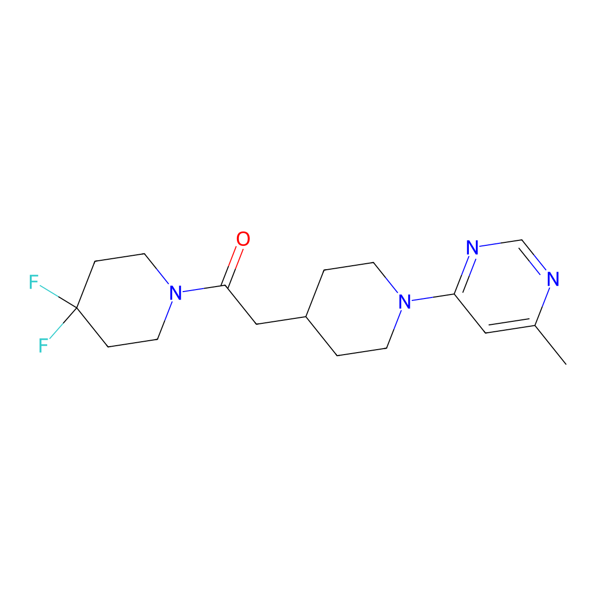 1-(4,4-Difluoropiperidin-1-yl)-2-[1-(6-methylpyrimidin-4-yl)piperidin-4-yl]ethan-1-one molecular structure, CAS 3054639-11-8