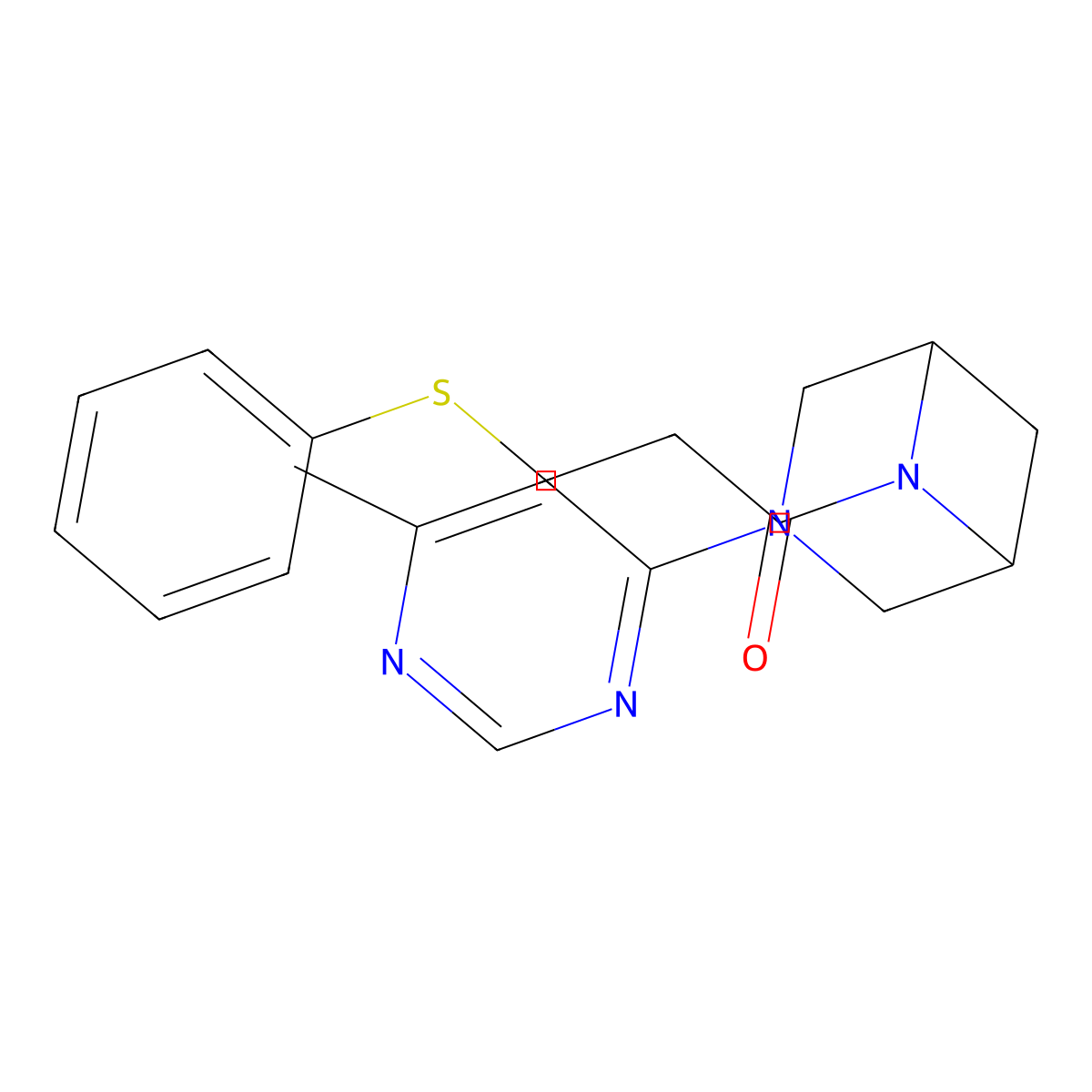 1-[3-(6-Methylpyrimidin-4-yl)-3,6-diazabicyclo[3.1.1]heptan-6-yl]-3-(phenylsulfanyl)propan-1-one molecular structure, CAS 3054639-14-1