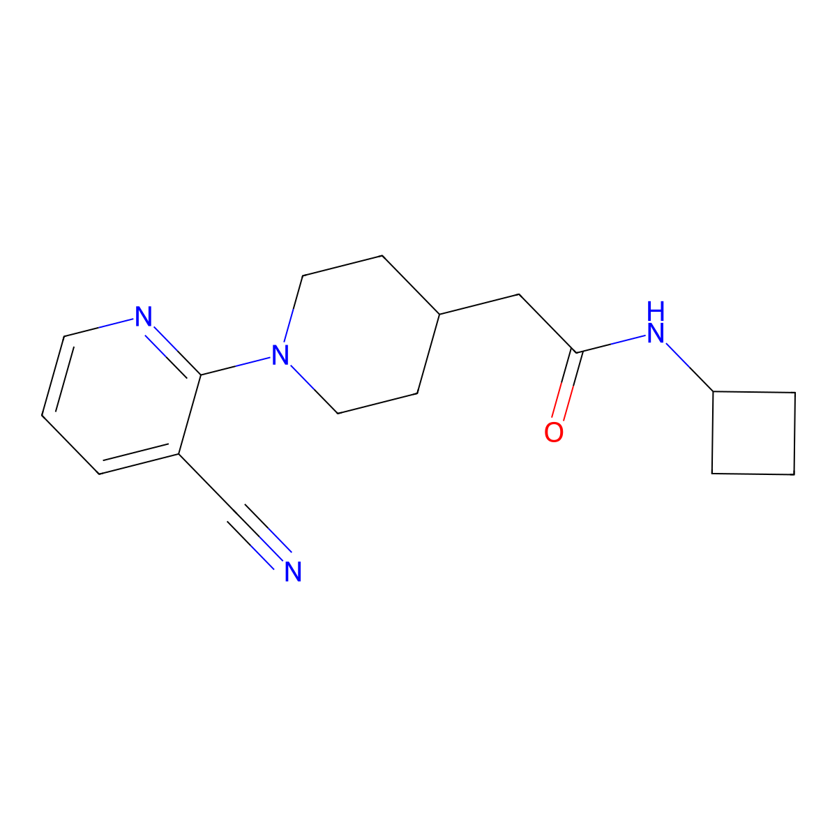 2-[1-(3-cyanopyridin-2-yl)piperidin-4-yl]-N-cyclobutylacetamide molecular structure, CAS 3054639-17-4